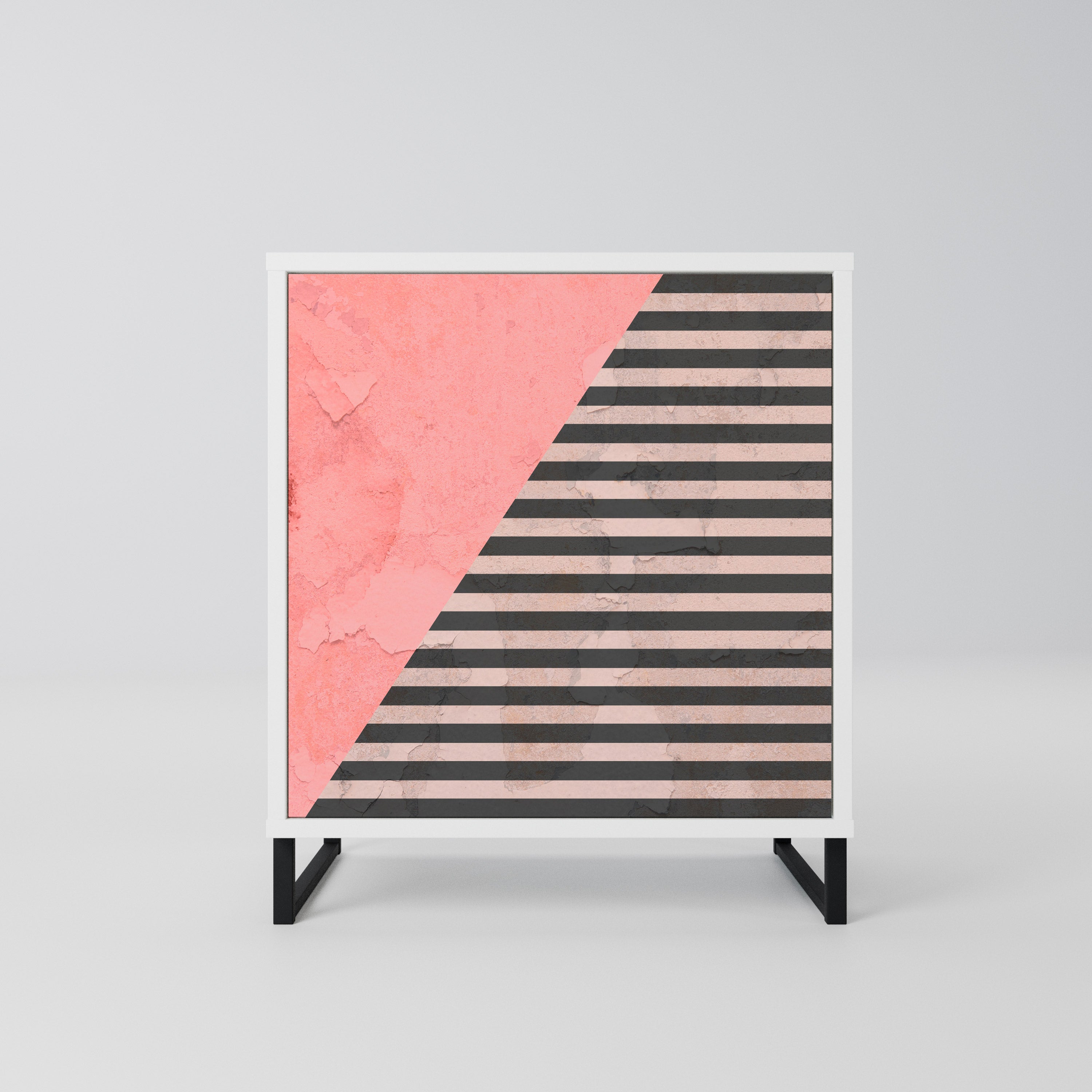 GLAMOROUS STRIPE Komoda 1-drzwiowa korpus Biały