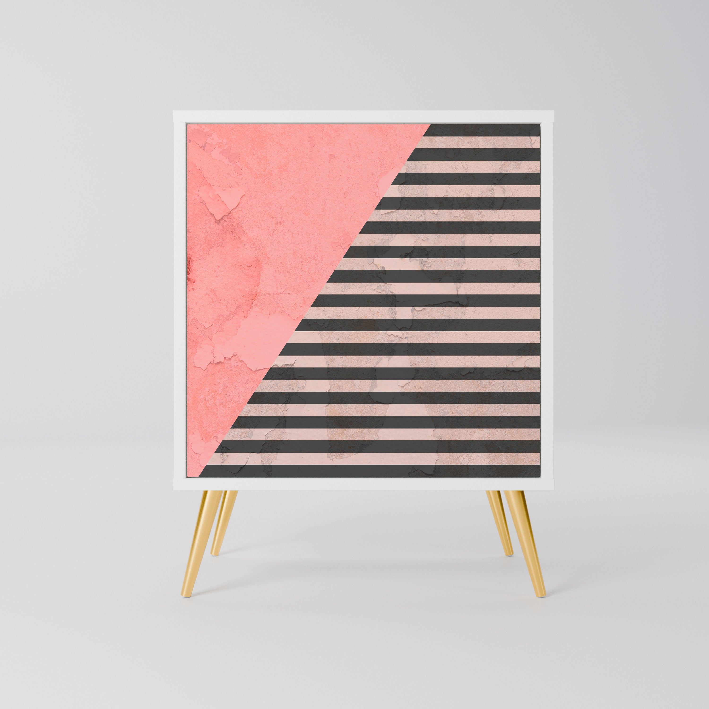 GLAMOROUS STRIPE Komoda 1-drzwiowa korpus Biały
