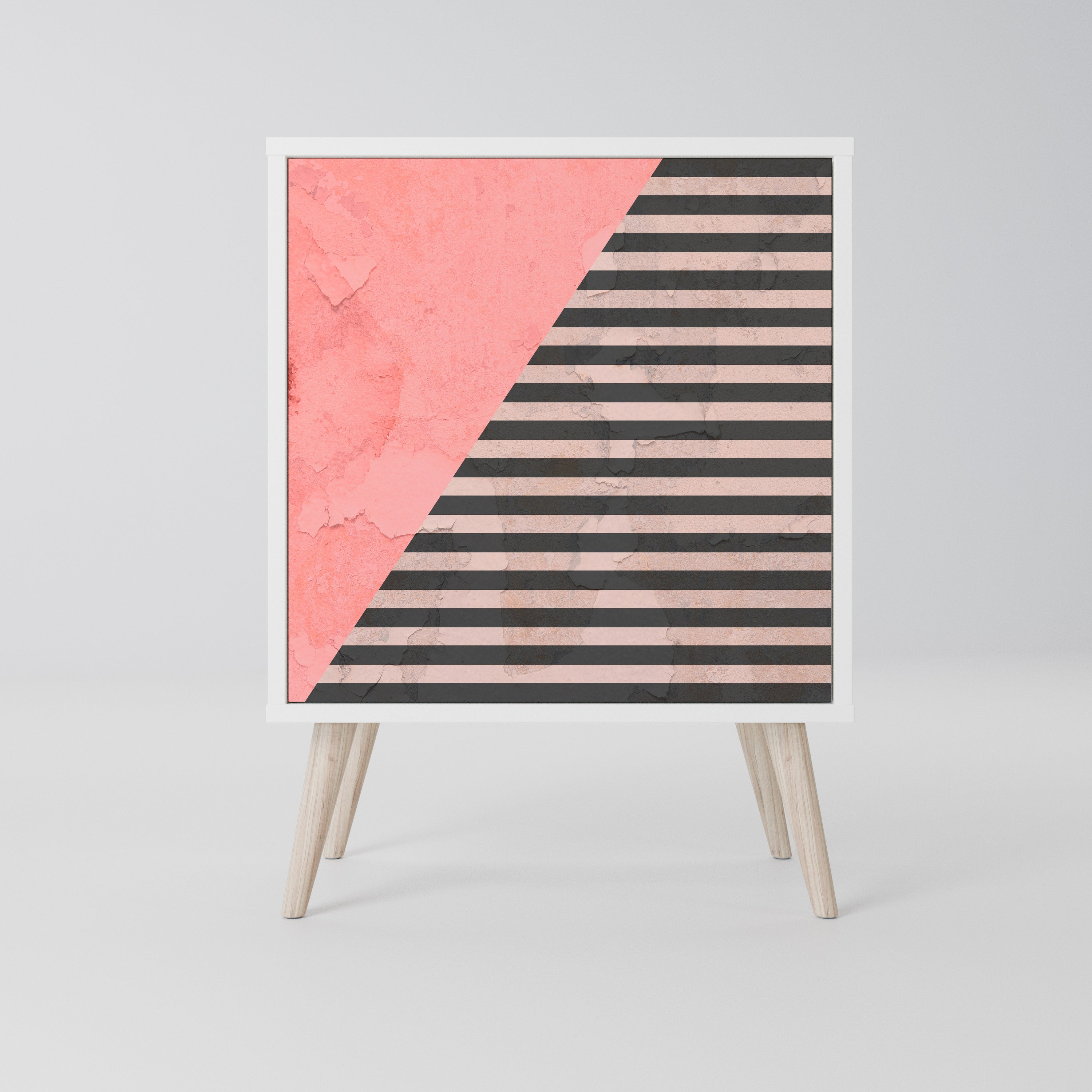 GLAMOROUS STRIPE Komoda 1-drzwiowa korpus Biały