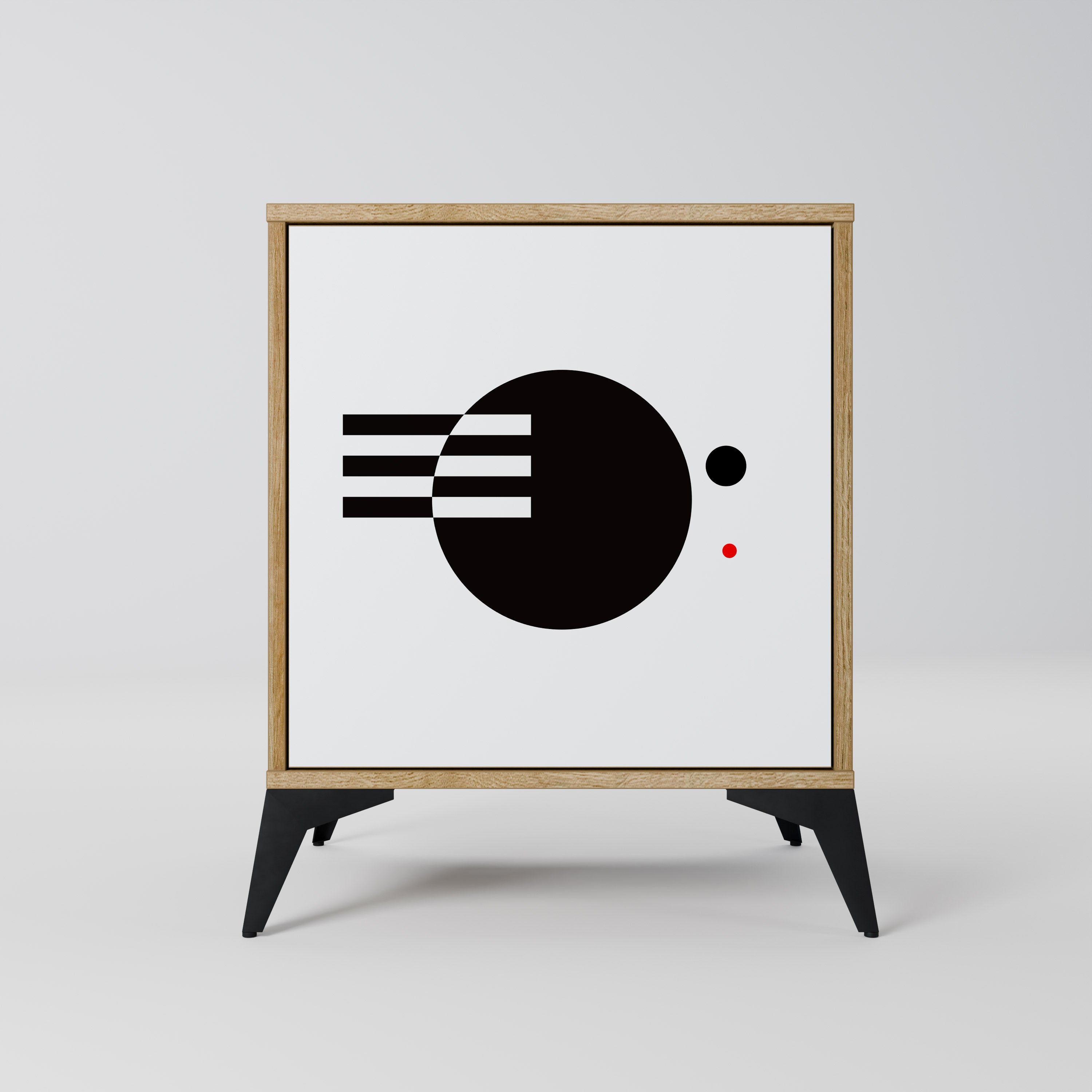 BLACK AND WHITE COMBINATION Komoda 1-drzwiowa korpus Dąb Riva