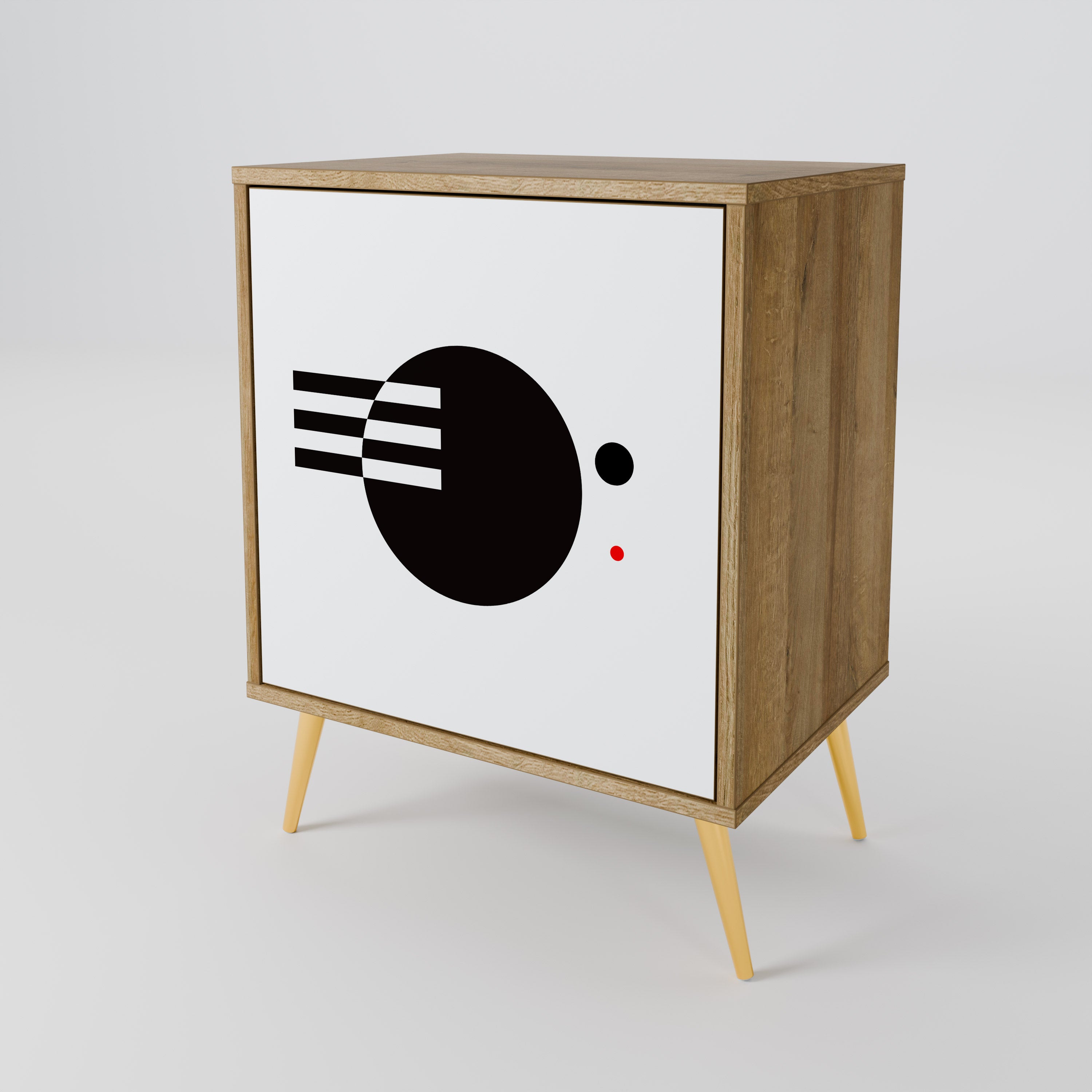 BLACK AND WHITE COMBINATION Komoda 1-drzwiowa korpus Dąb Riva