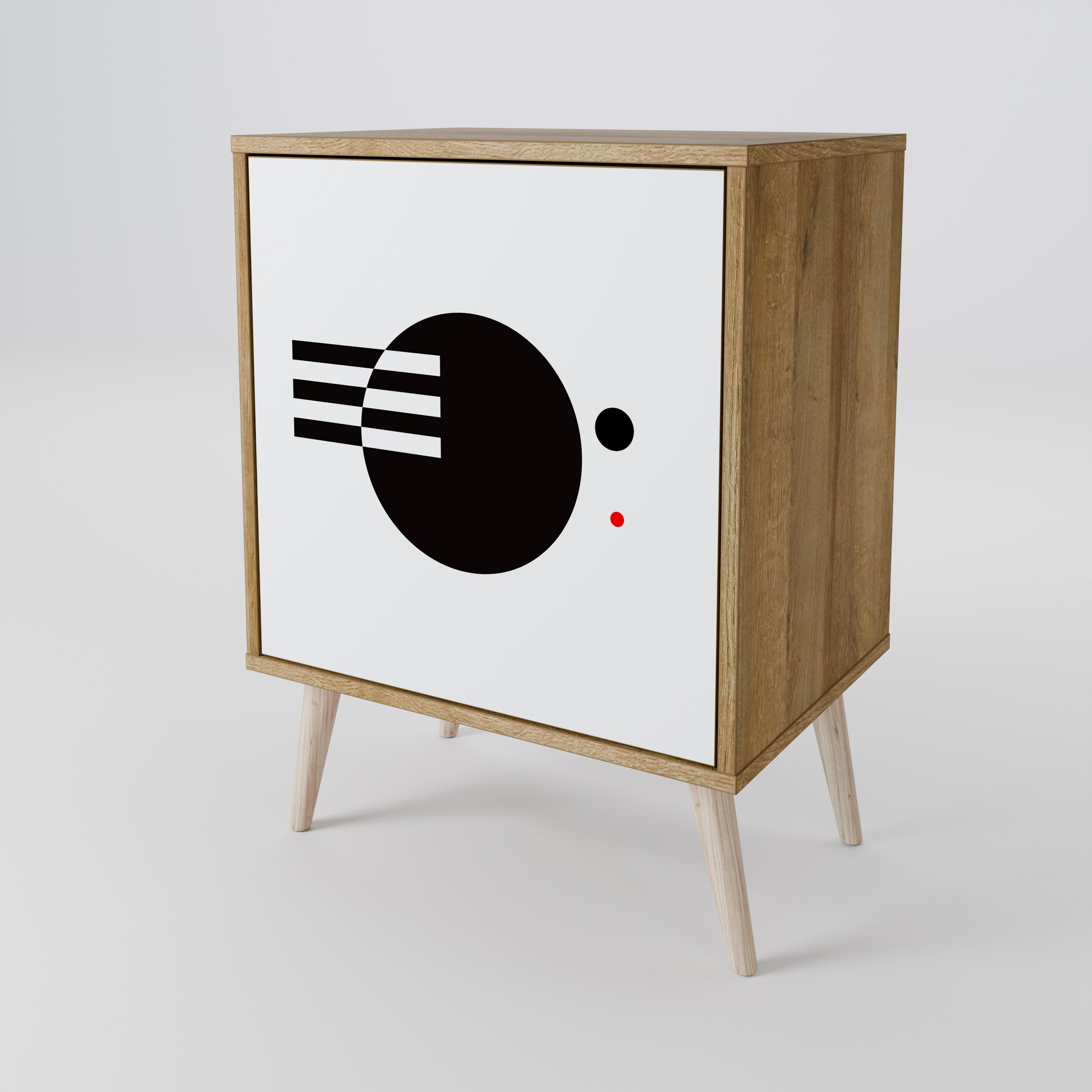 BLACK AND WHITE COMBINATION Komoda 1-drzwiowa korpus Dąb Riva