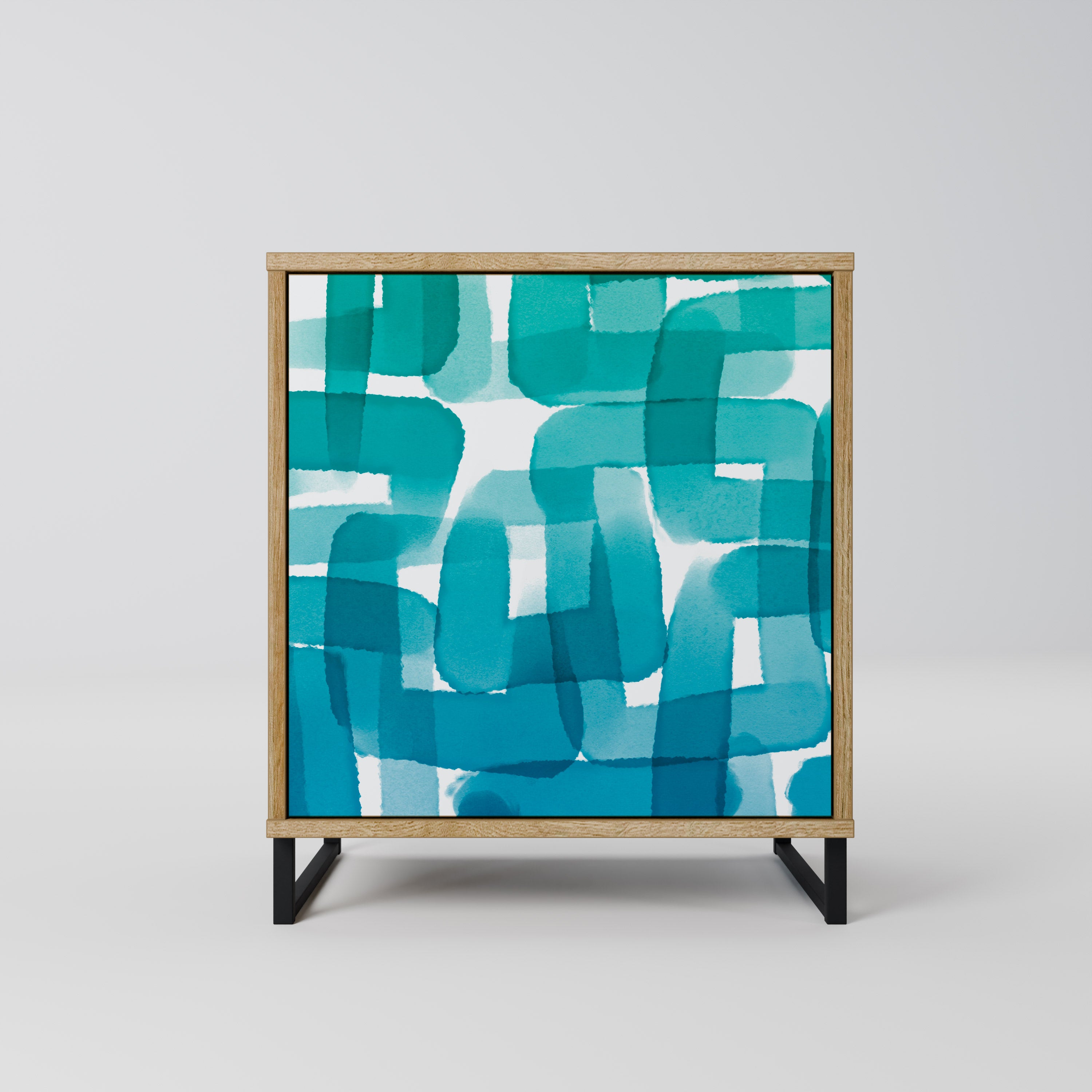 TURQUOISE RECTANGLES Komoda 1-drzwiowa korpus Dąb Riva
