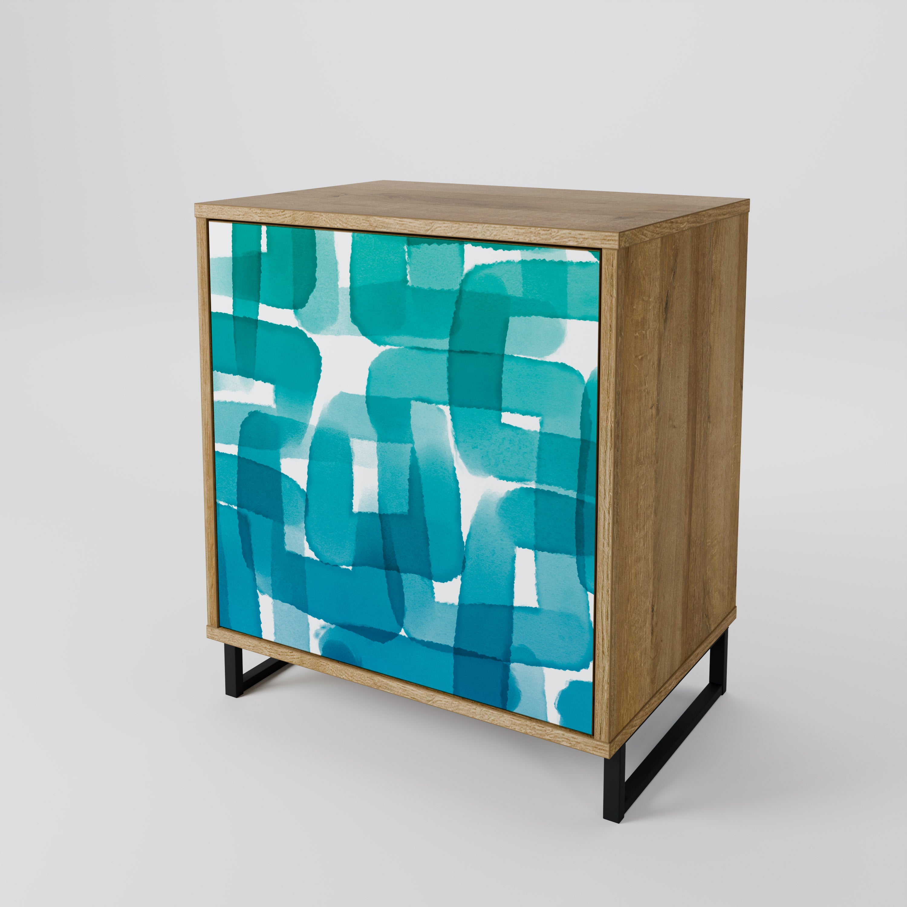 TURQUOISE RECTANGLES Komoda 1-drzwiowa korpus Dąb Riva