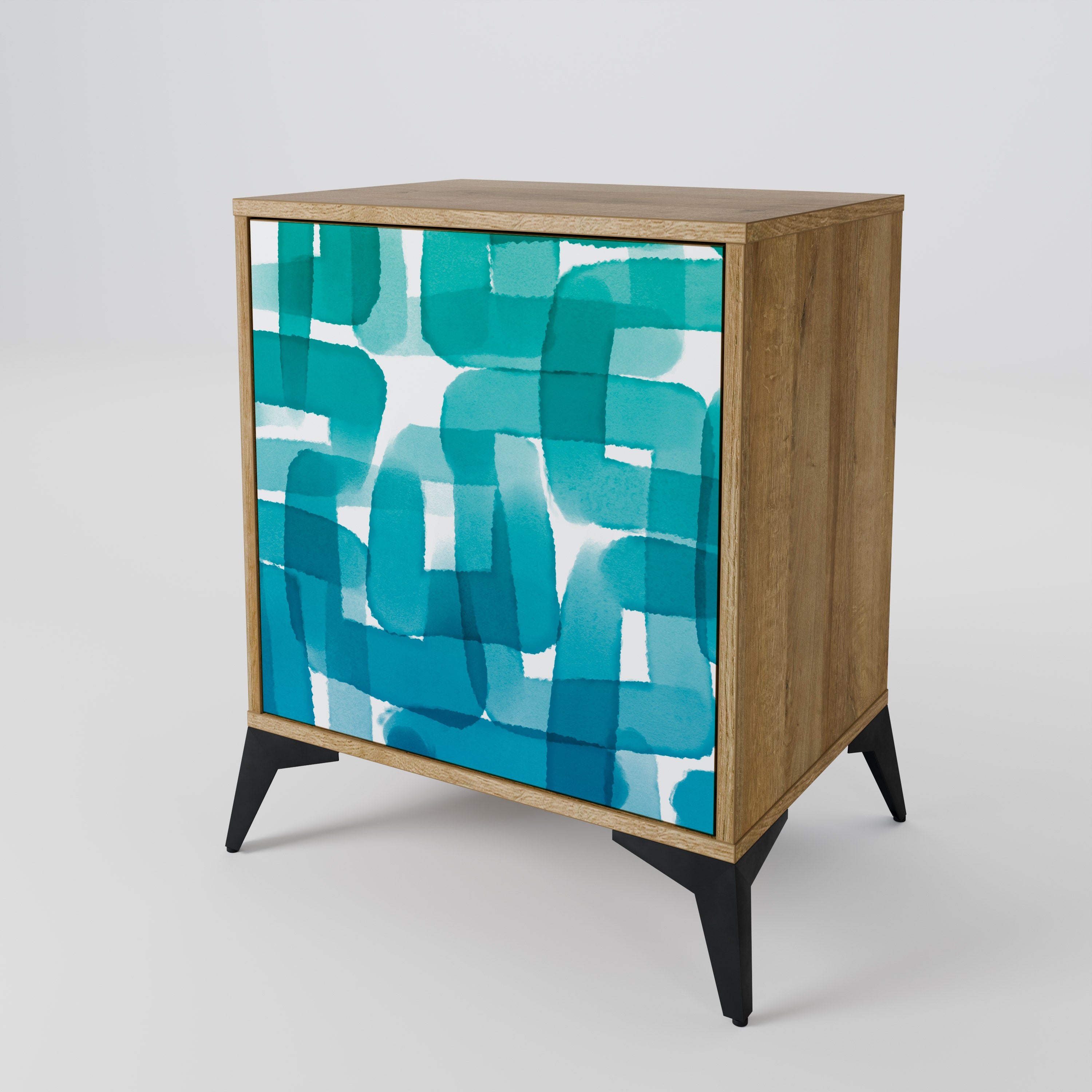 TURQUOISE RECTANGLES Komoda 1-drzwiowa korpus Dąb Riva