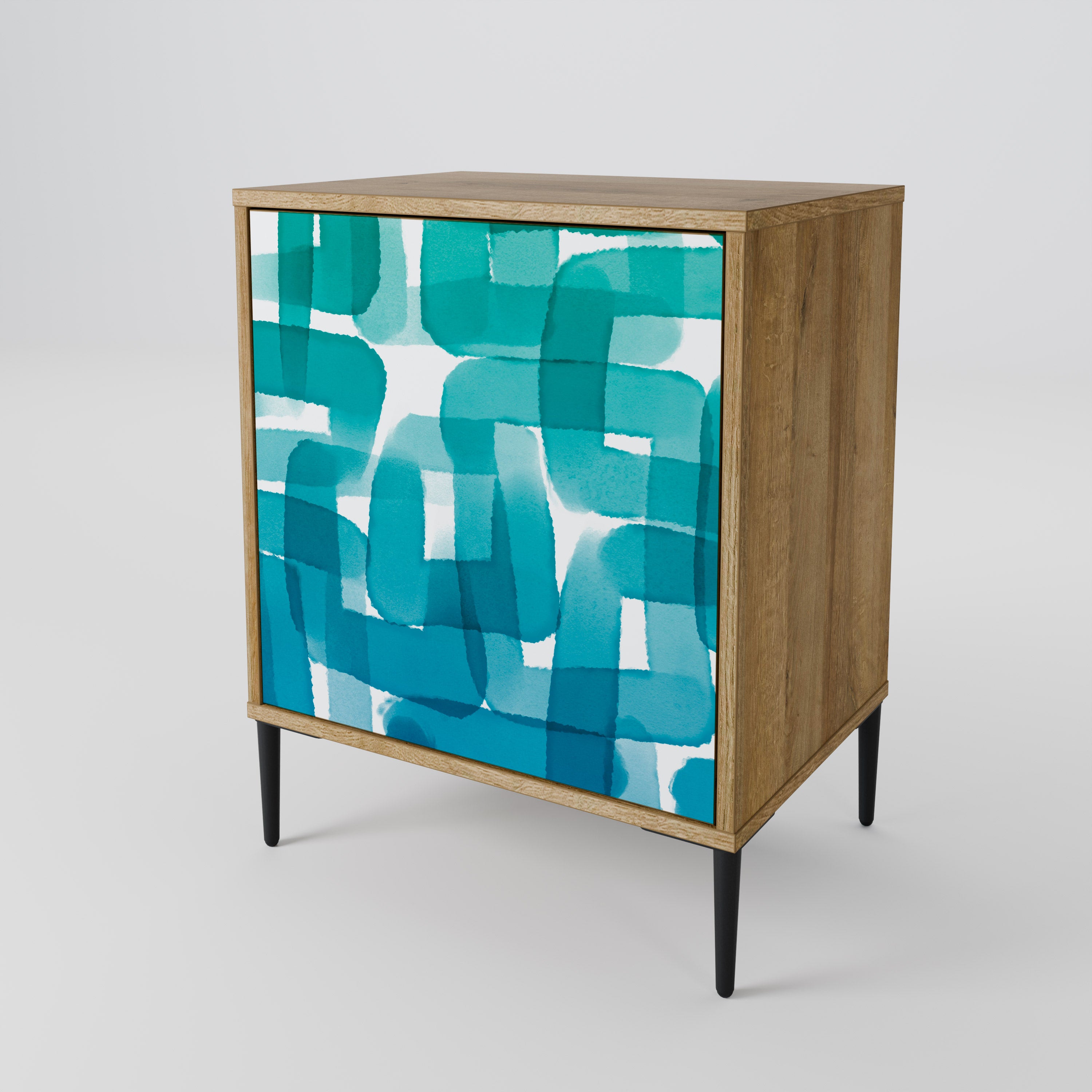 TURQUOISE RECTANGLES Komoda 1-drzwiowa korpus Dąb Riva