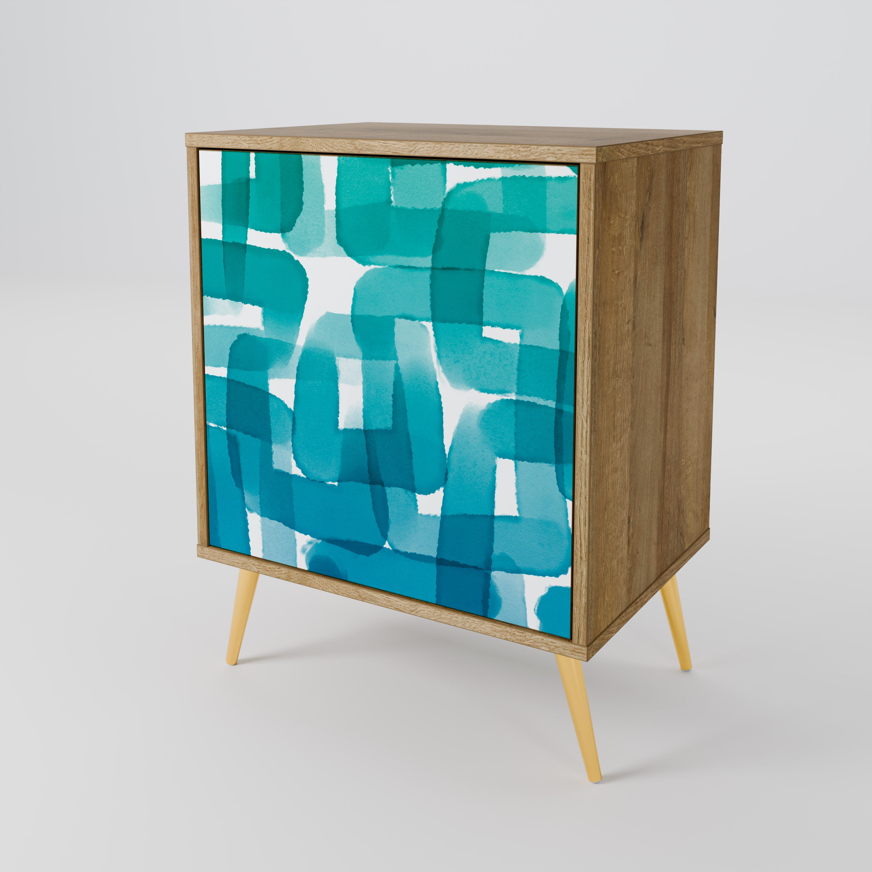 TURQUOISE RECTANGLES Komoda 1-drzwiowa korpus Dąb Riva