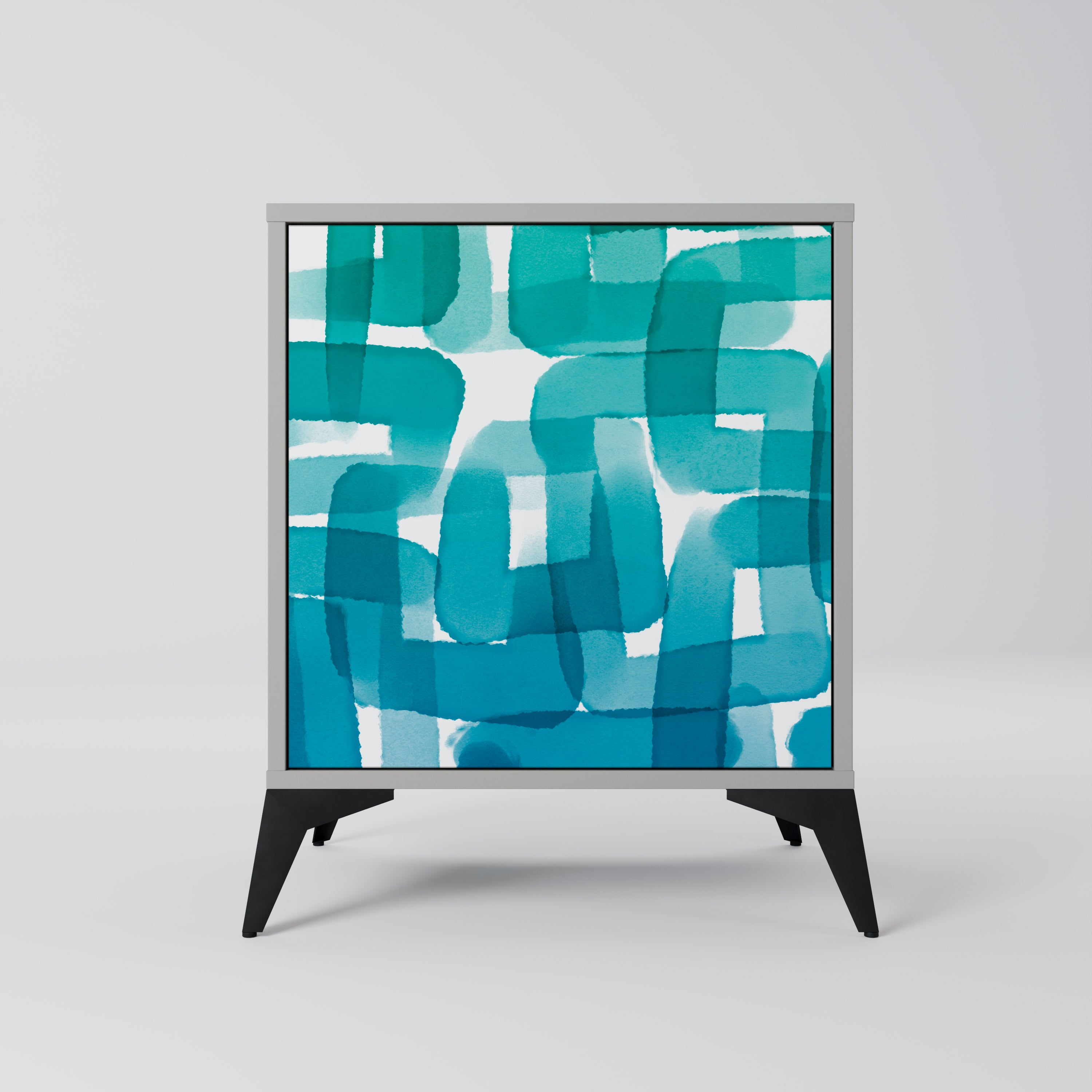 TURQUOISE RECTANGLES Komoda 1-drzwiowa korpus Szary