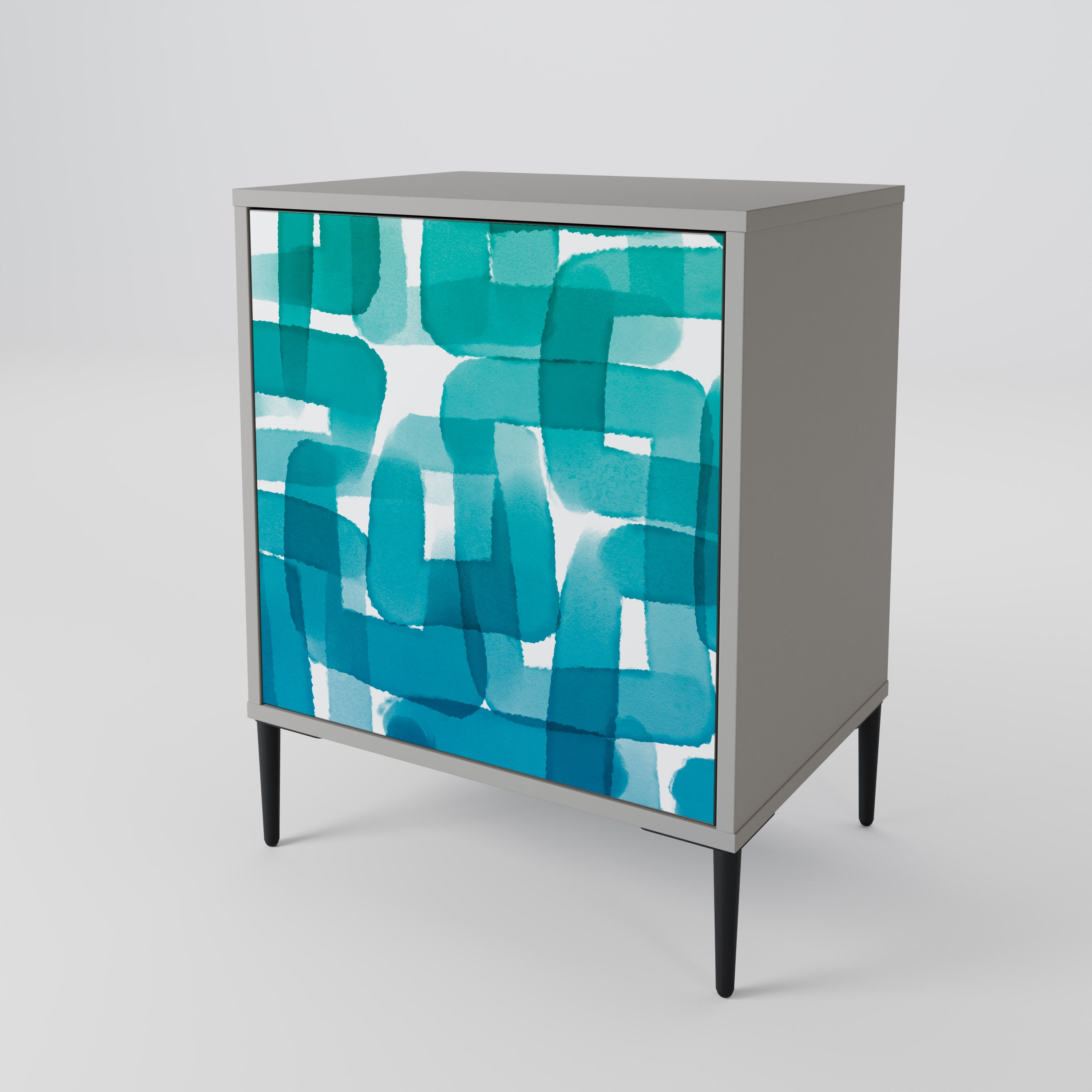 TURQUOISE RECTANGLES Komoda 1-drzwiowa korpus Szary