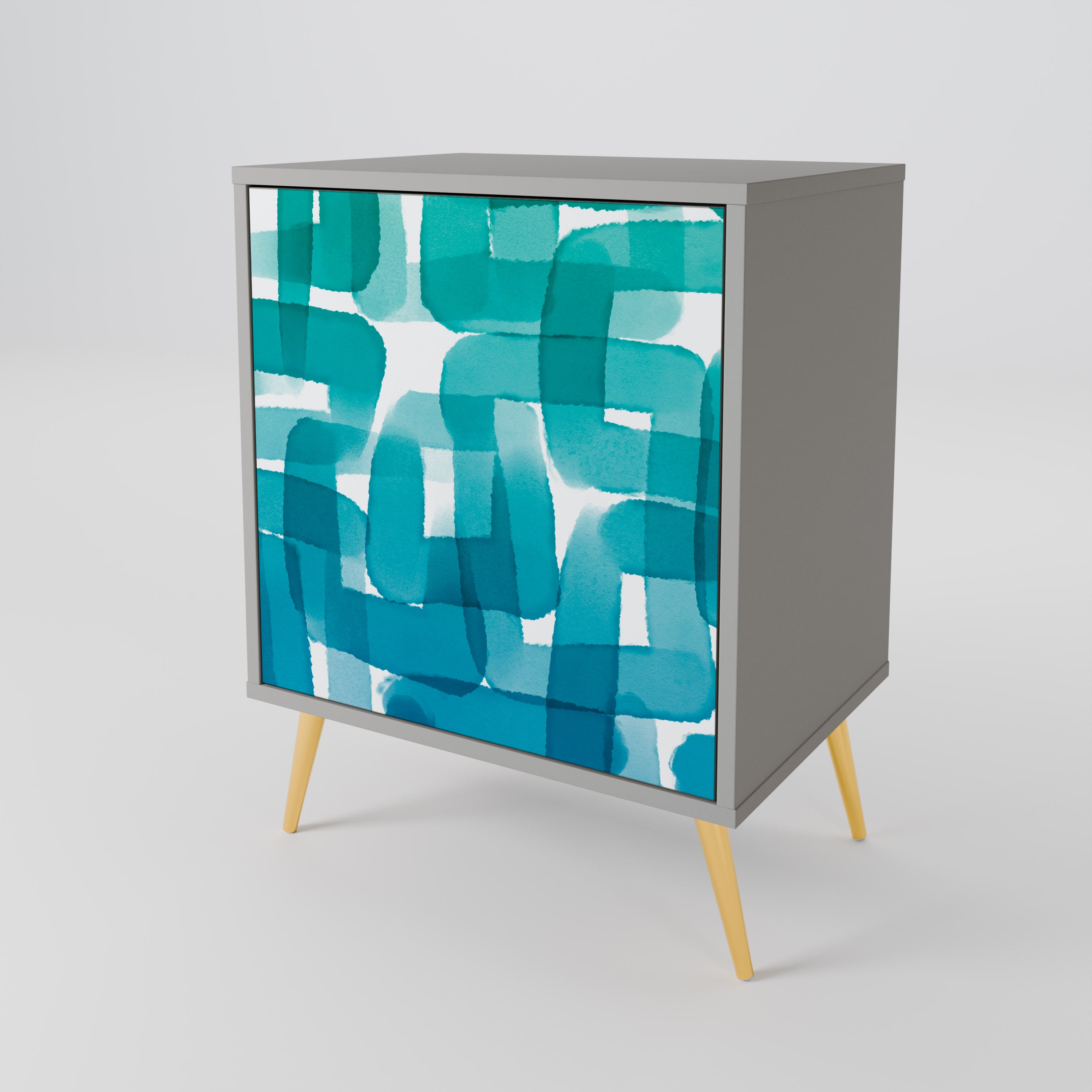 TURQUOISE RECTANGLES Komoda 1-drzwiowa korpus Szary