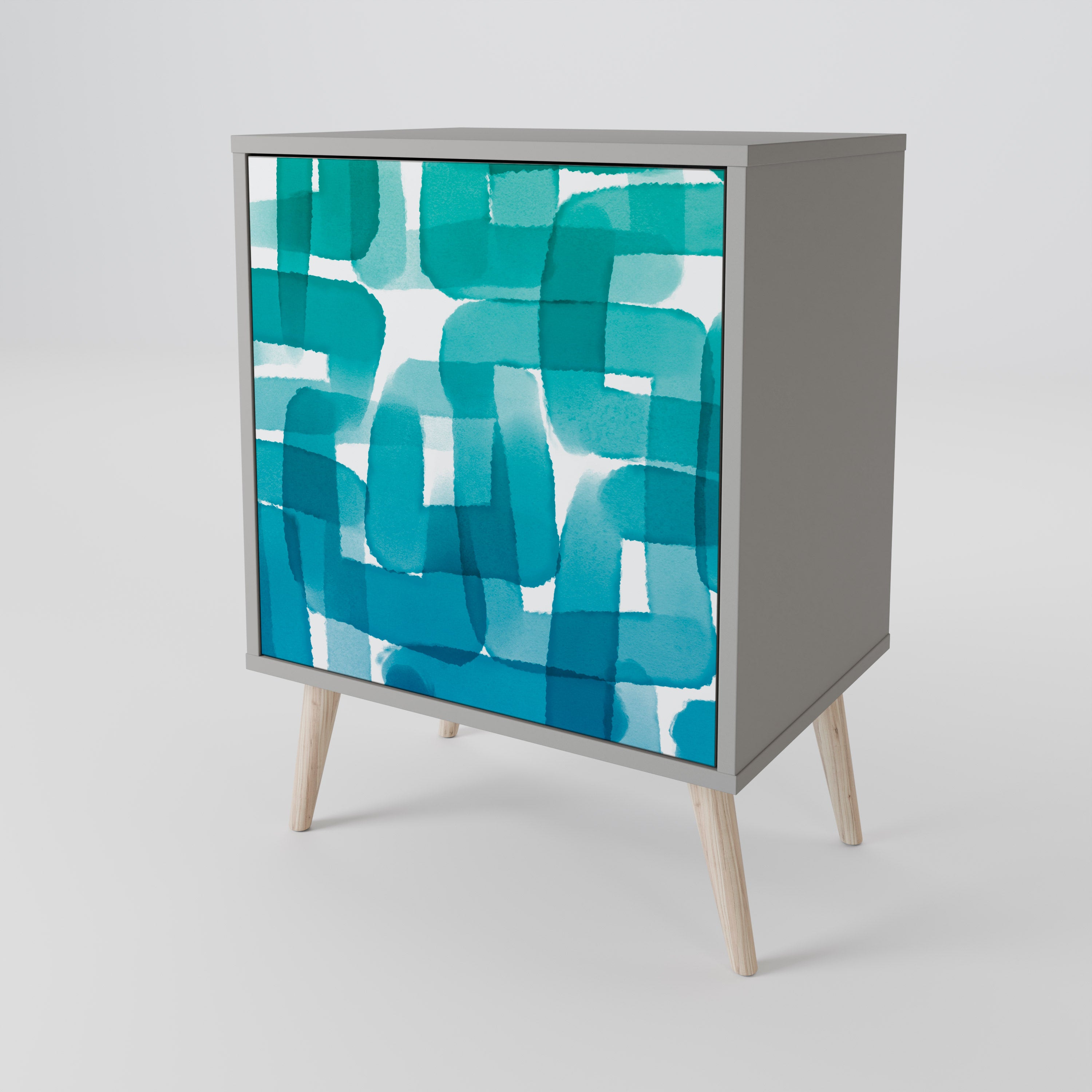 TURQUOISE RECTANGLES Komoda 1-drzwiowa korpus Szary