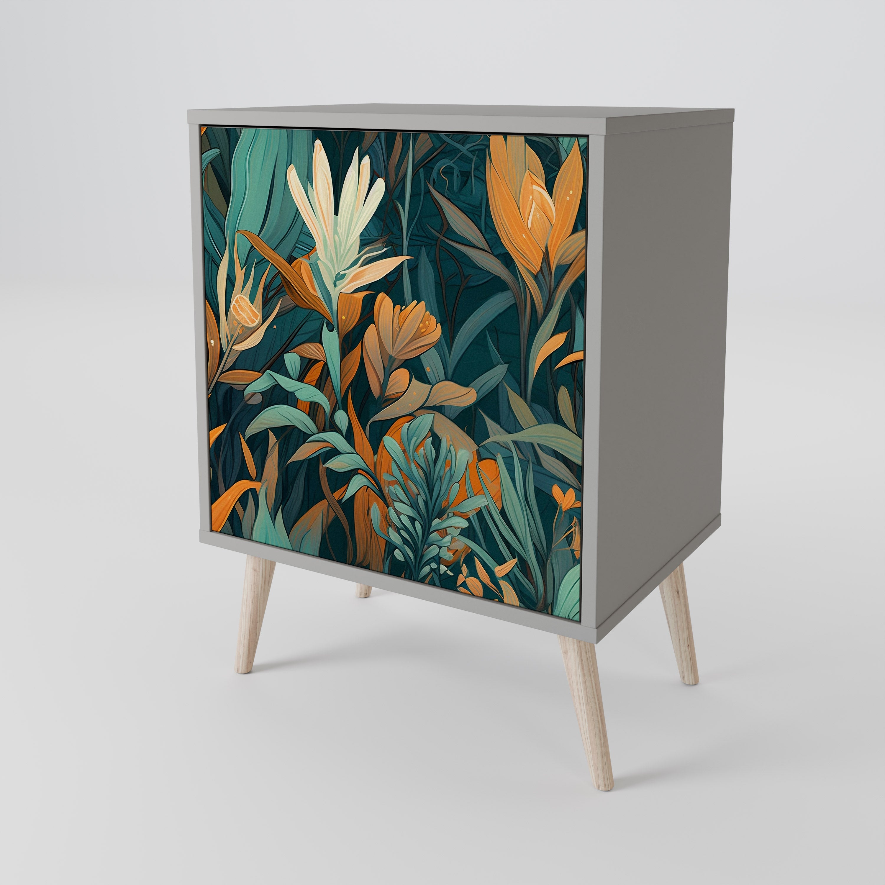 FLORAL SERENITY Komoda 1-drzwiowa korpus Szary