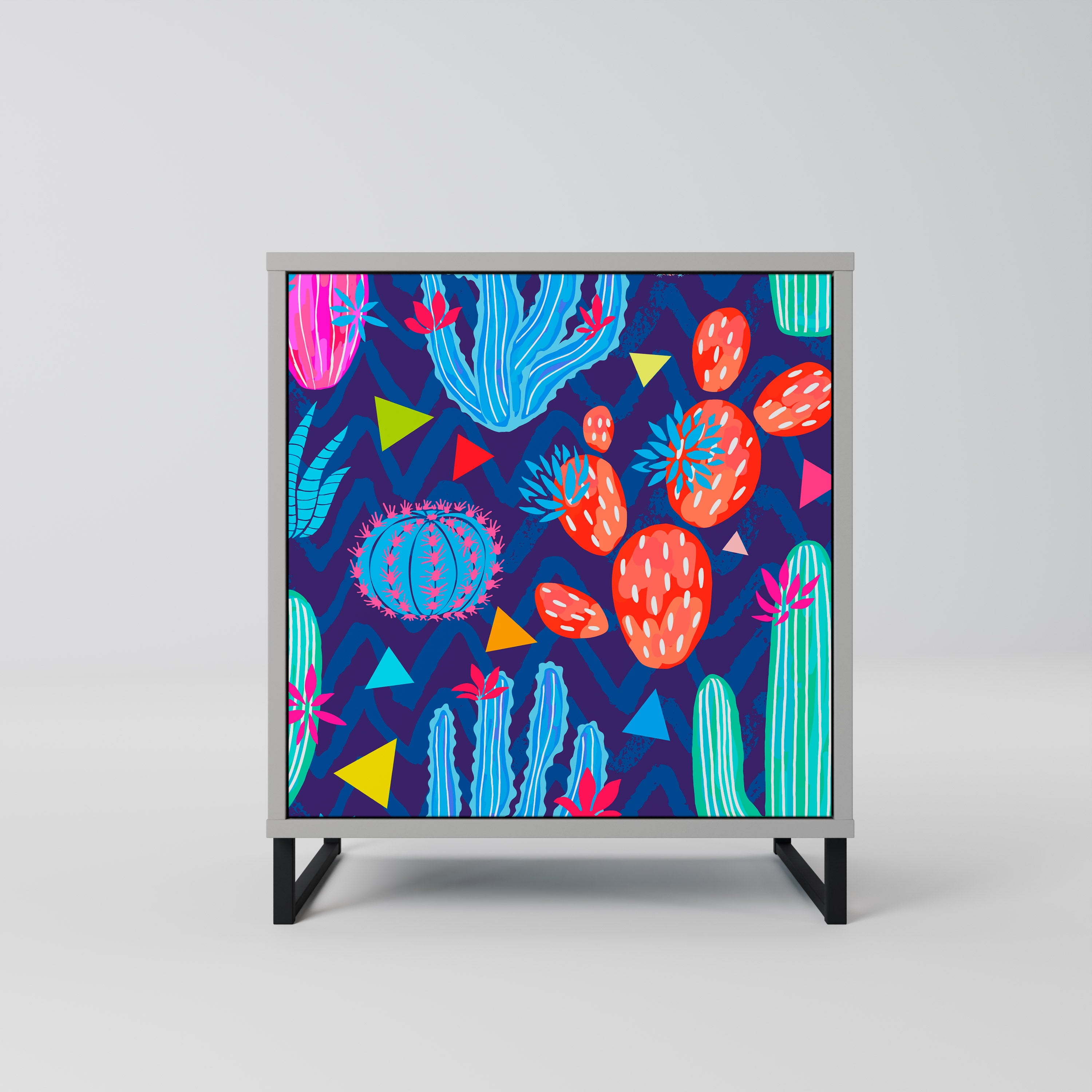 CACTUS VIBES Komoda 1-drzwiowa korpus Szary