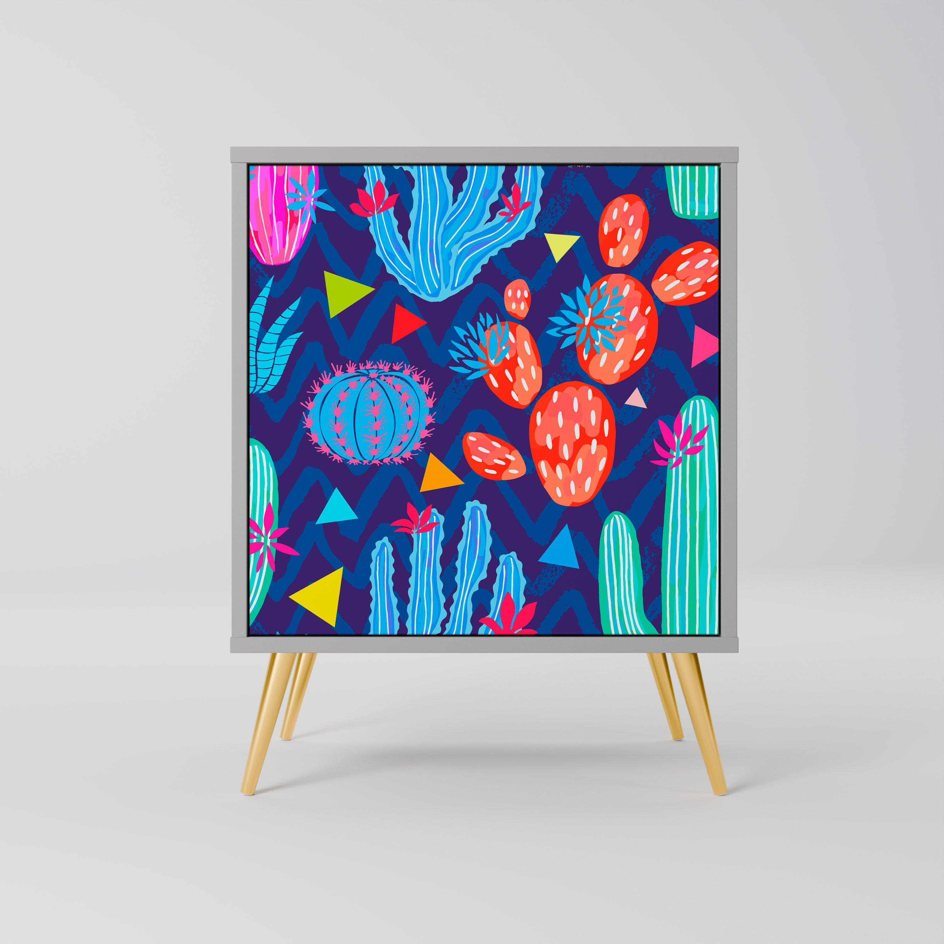 CACTUS VIBES Komoda 1-drzwiowa korpus Szary