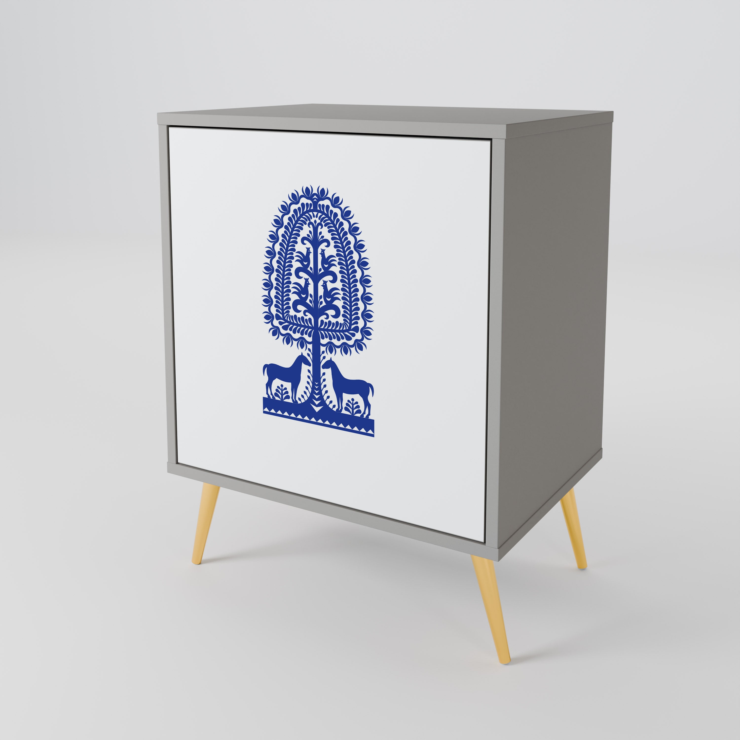 POLISH FOLK ART Komoda 1-drzwiowa korpus Szary