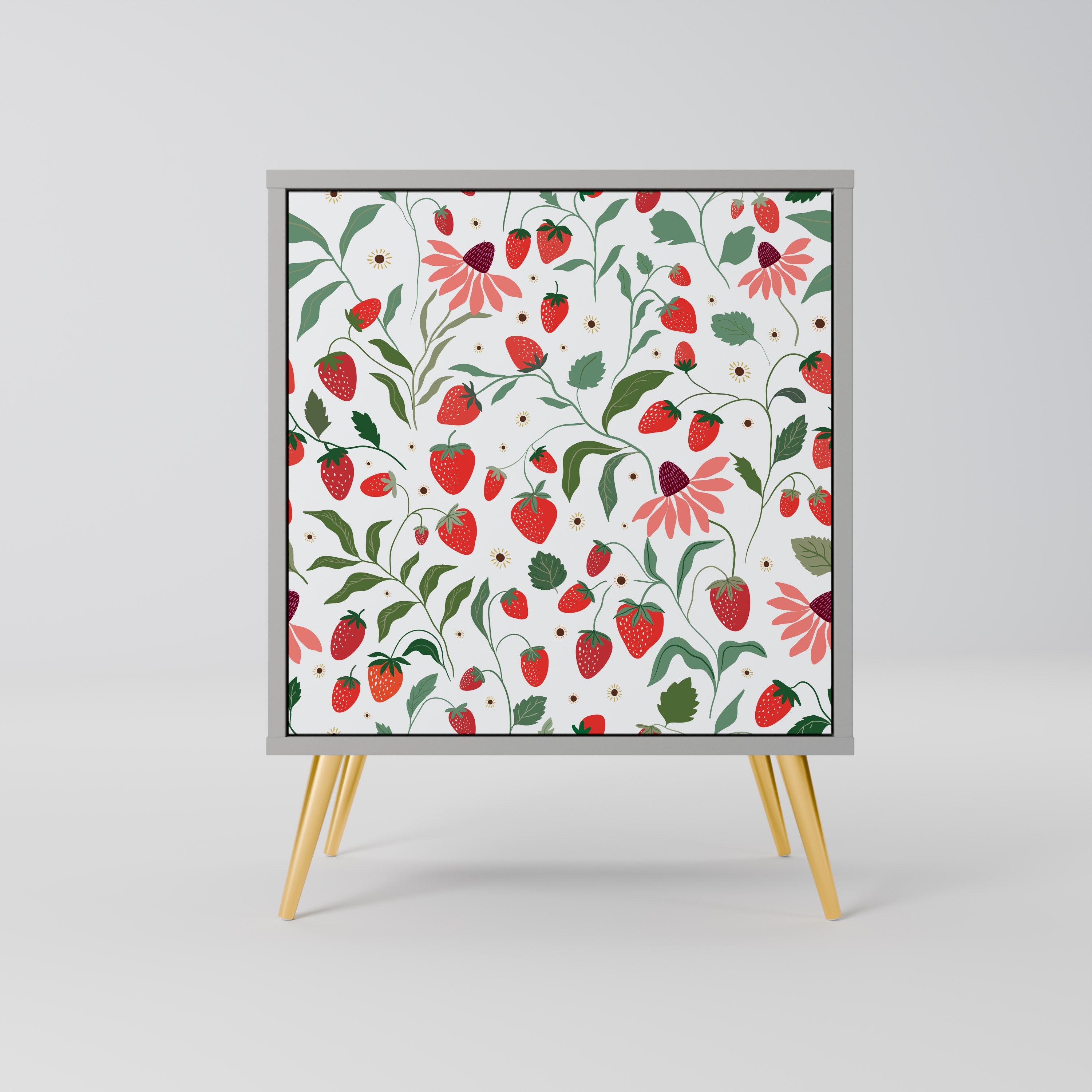 FLOWERS AND STRAWBERRIES Komoda 1-drzwiowa korpus Szary