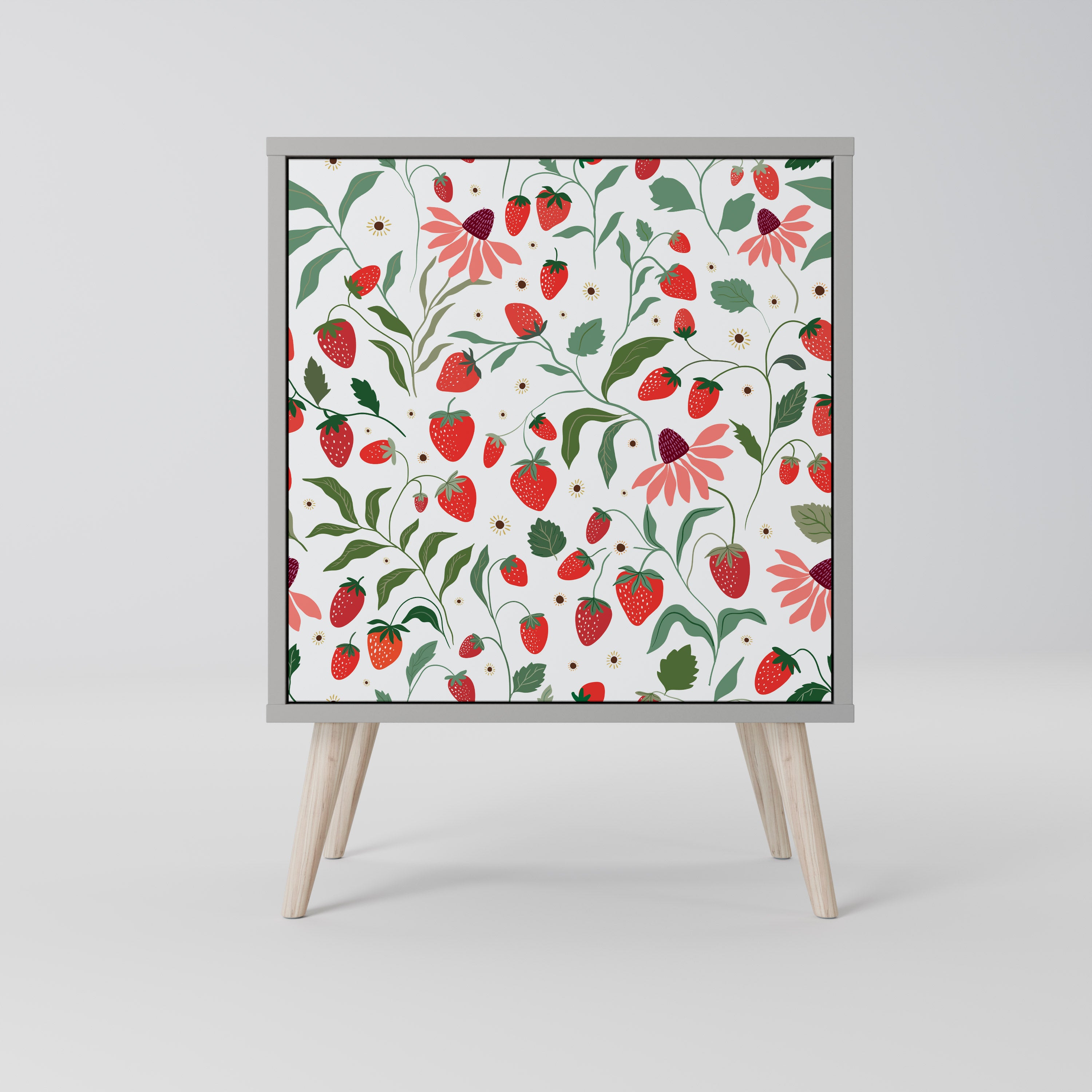 FLOWERS AND STRAWBERRIES Komoda 1-drzwiowa korpus Szary