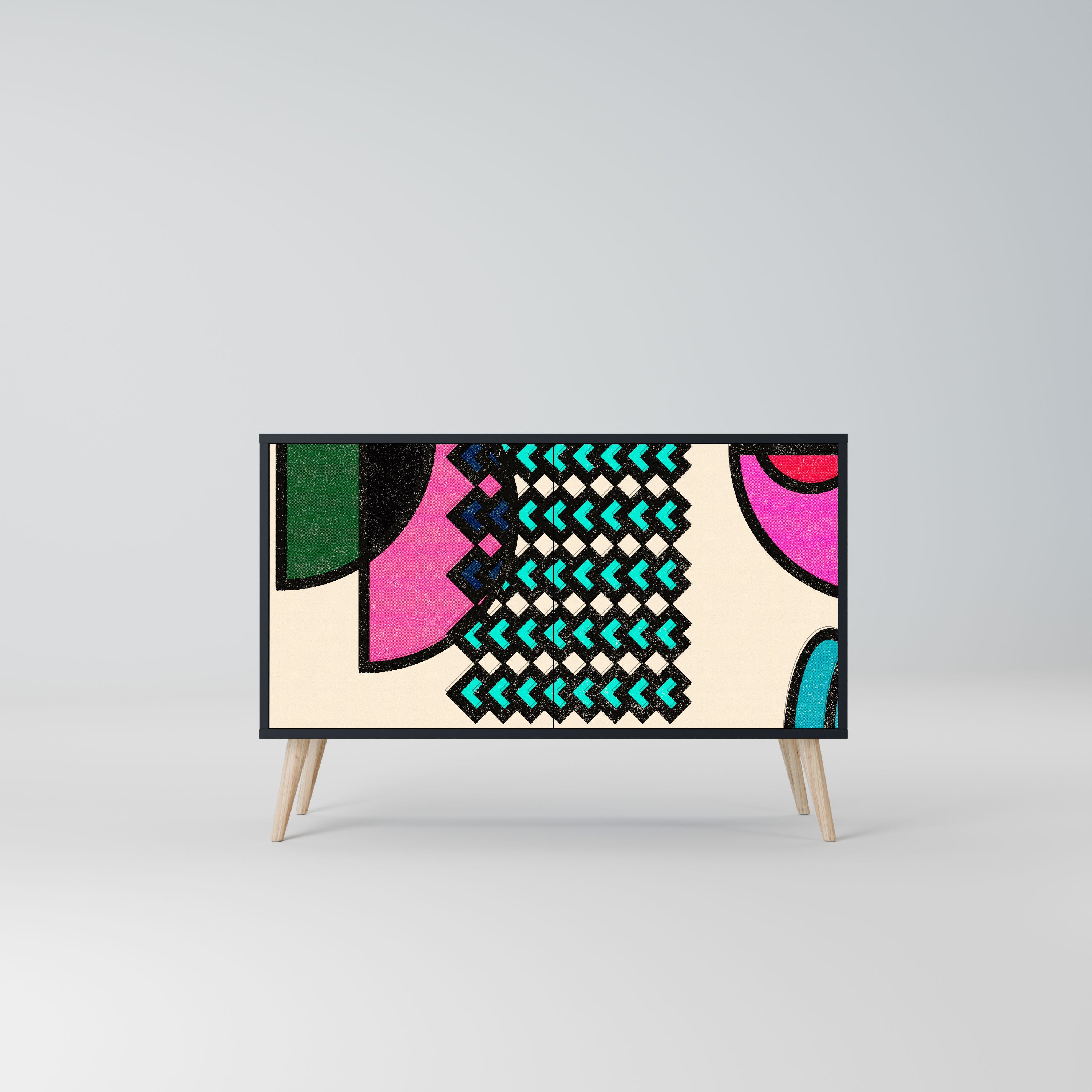 GEOMETRIC RHAPSODY Komoda 2-drzwiowa korpus Czarny