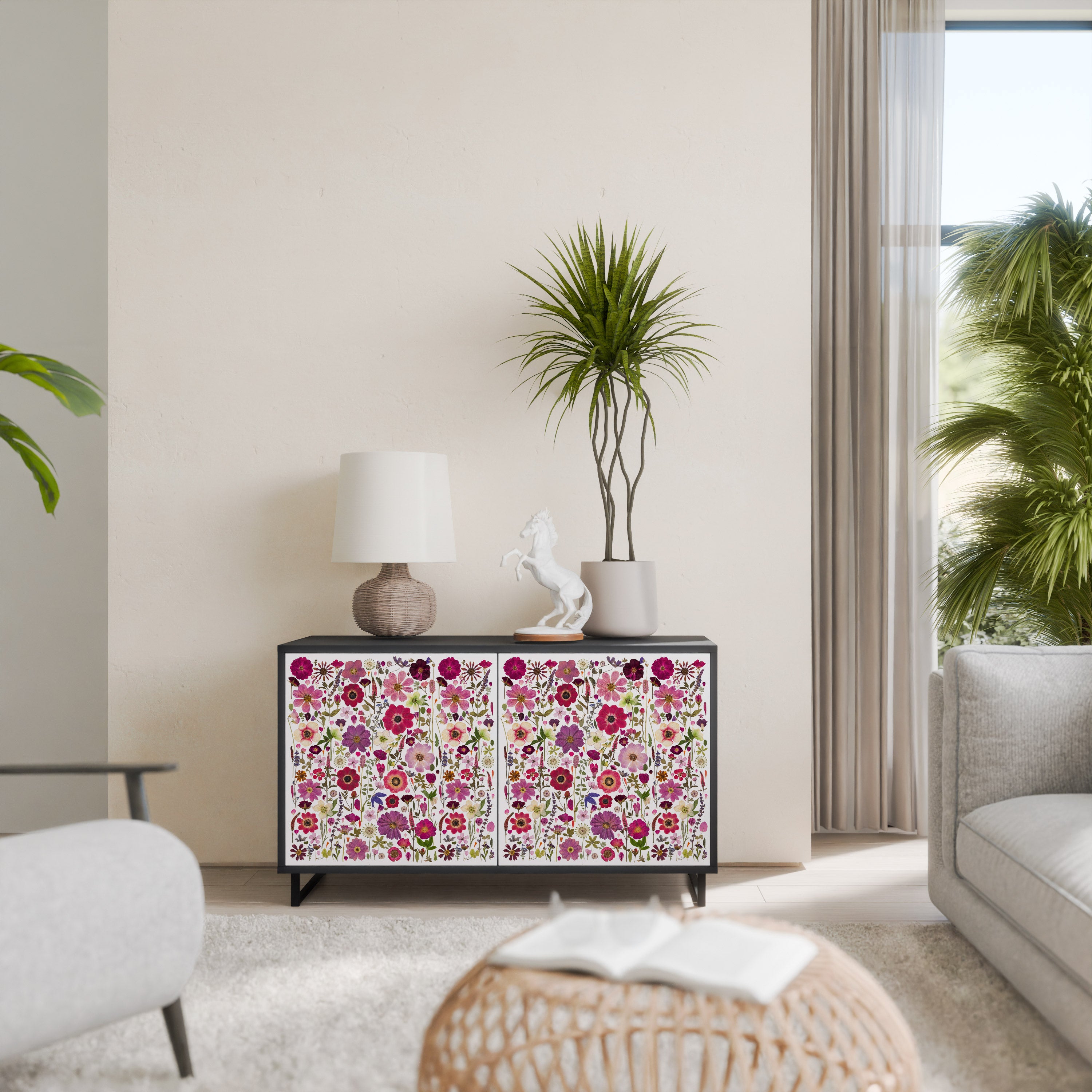 PETAL GARDEN Komoda 2-drzwiowa korpus Czarny