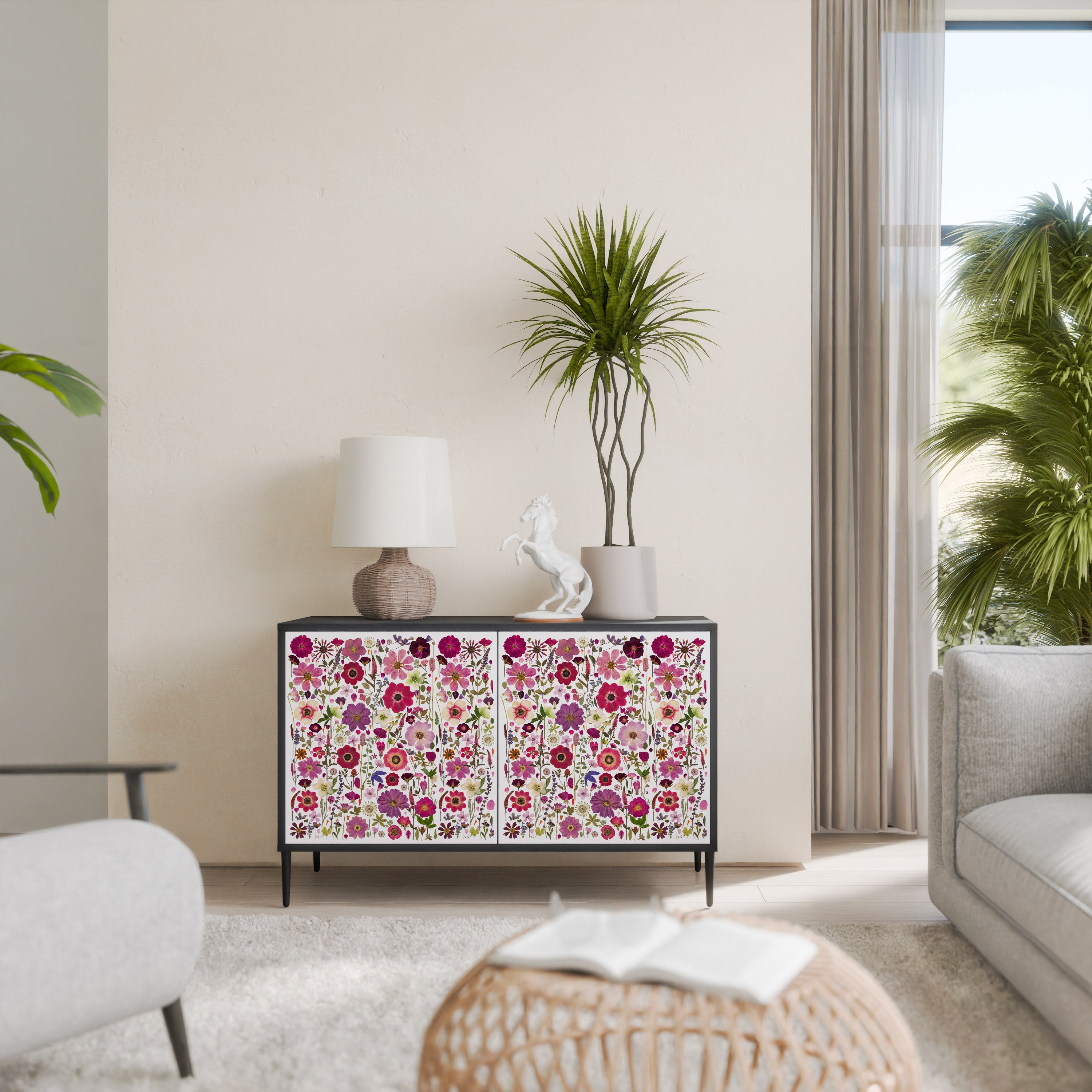 PETAL GARDEN Komoda 2-drzwiowa korpus Czarny