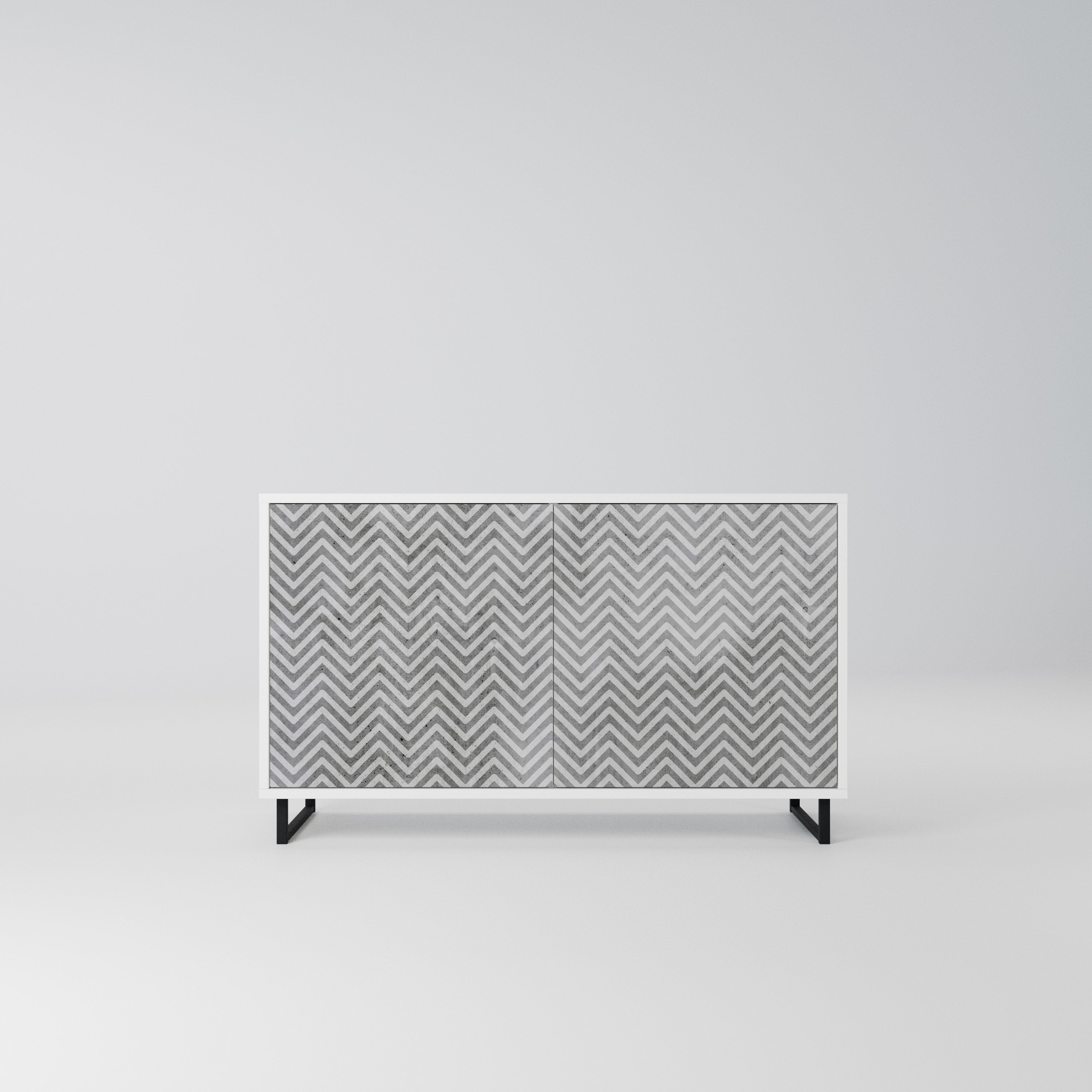 CONCRETE ZIG ZAG Komoda 2-drzwiowa korpus Biały