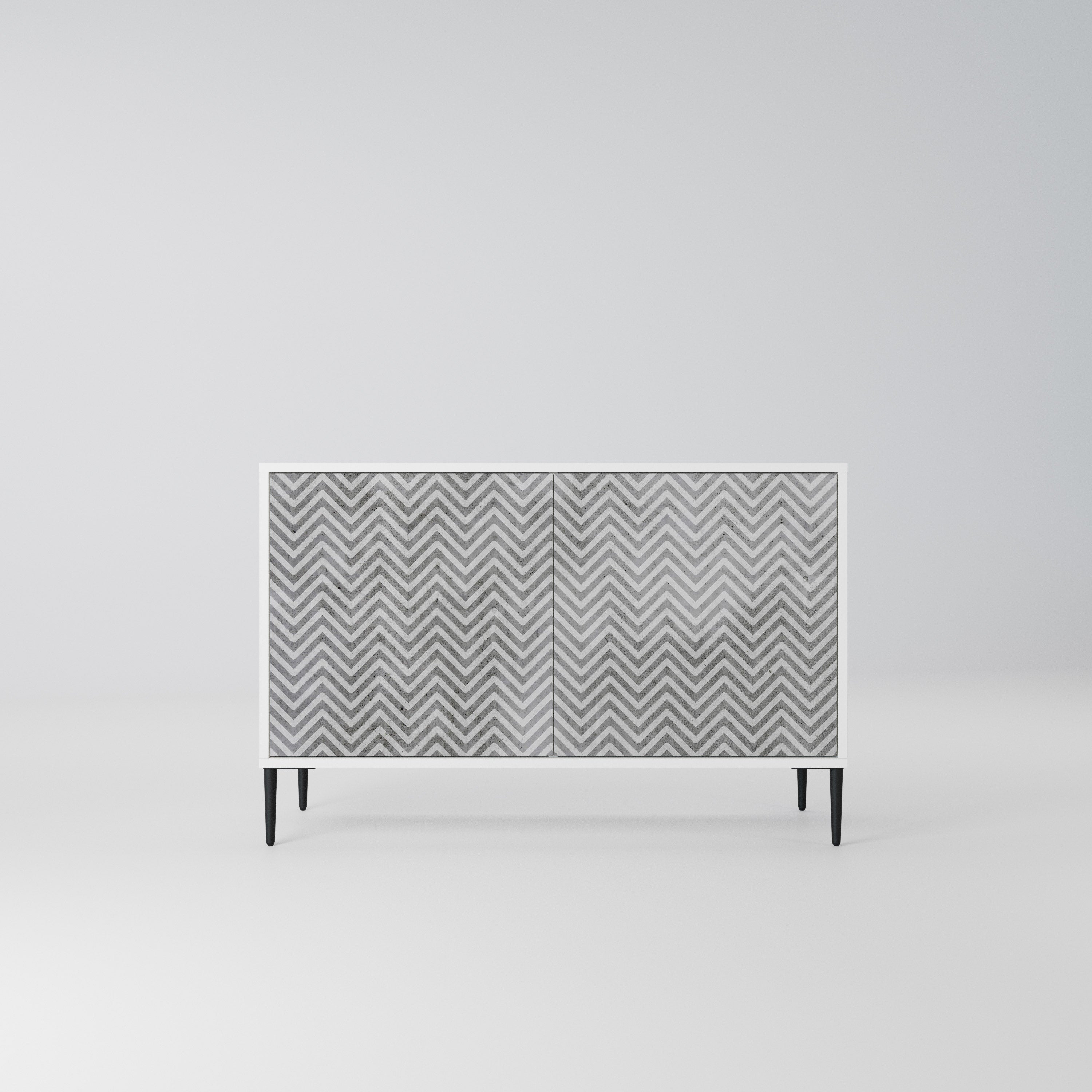 CONCRETE ZIG ZAG Komoda 2-drzwiowa korpus Biały