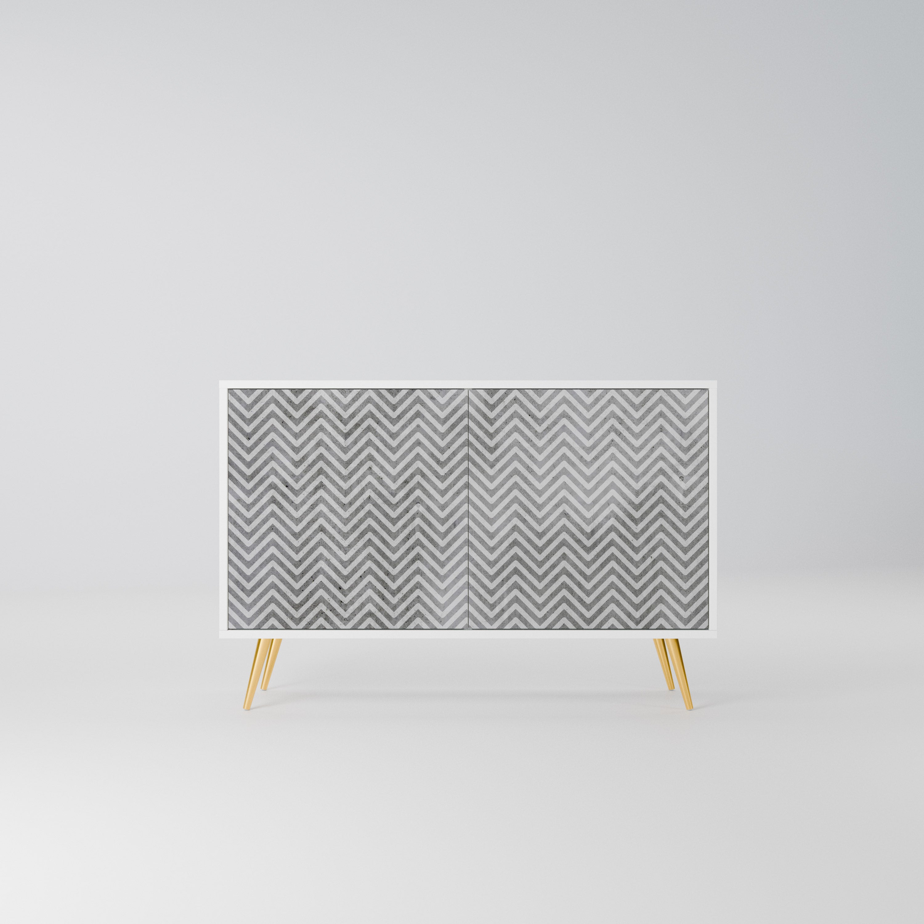 CONCRETE ZIG ZAG Komoda 2-drzwiowa korpus Biały