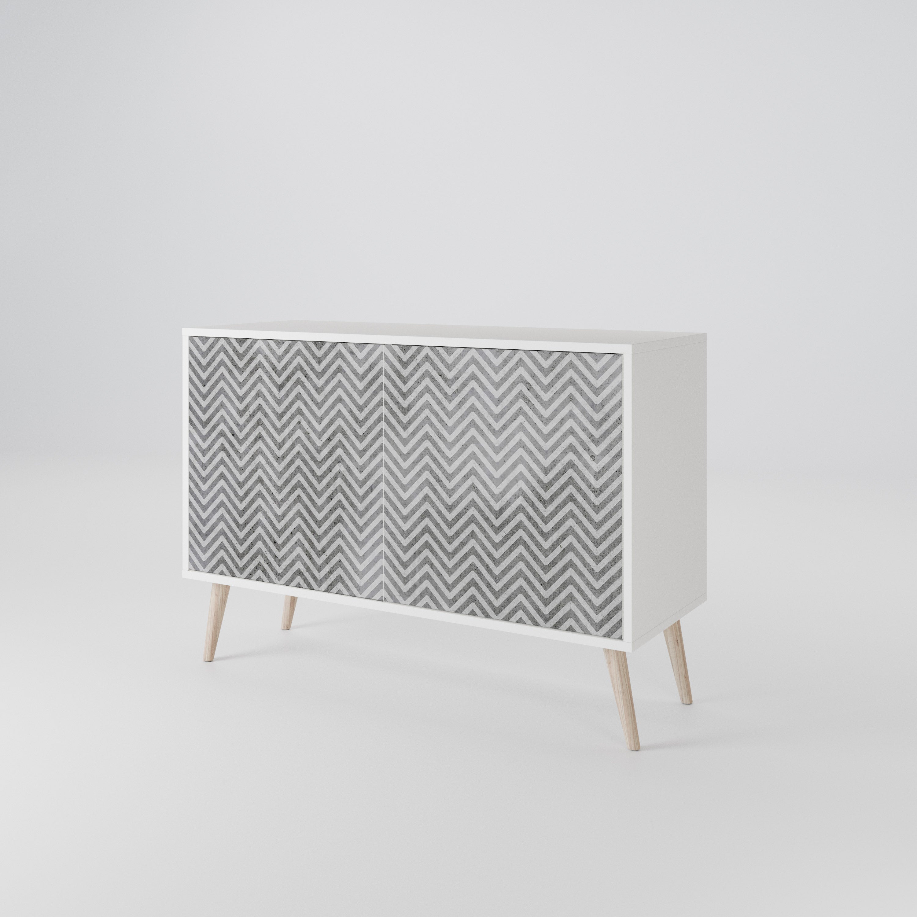 CONCRETE ZIG ZAG Komoda 2-drzwiowa korpus Biały