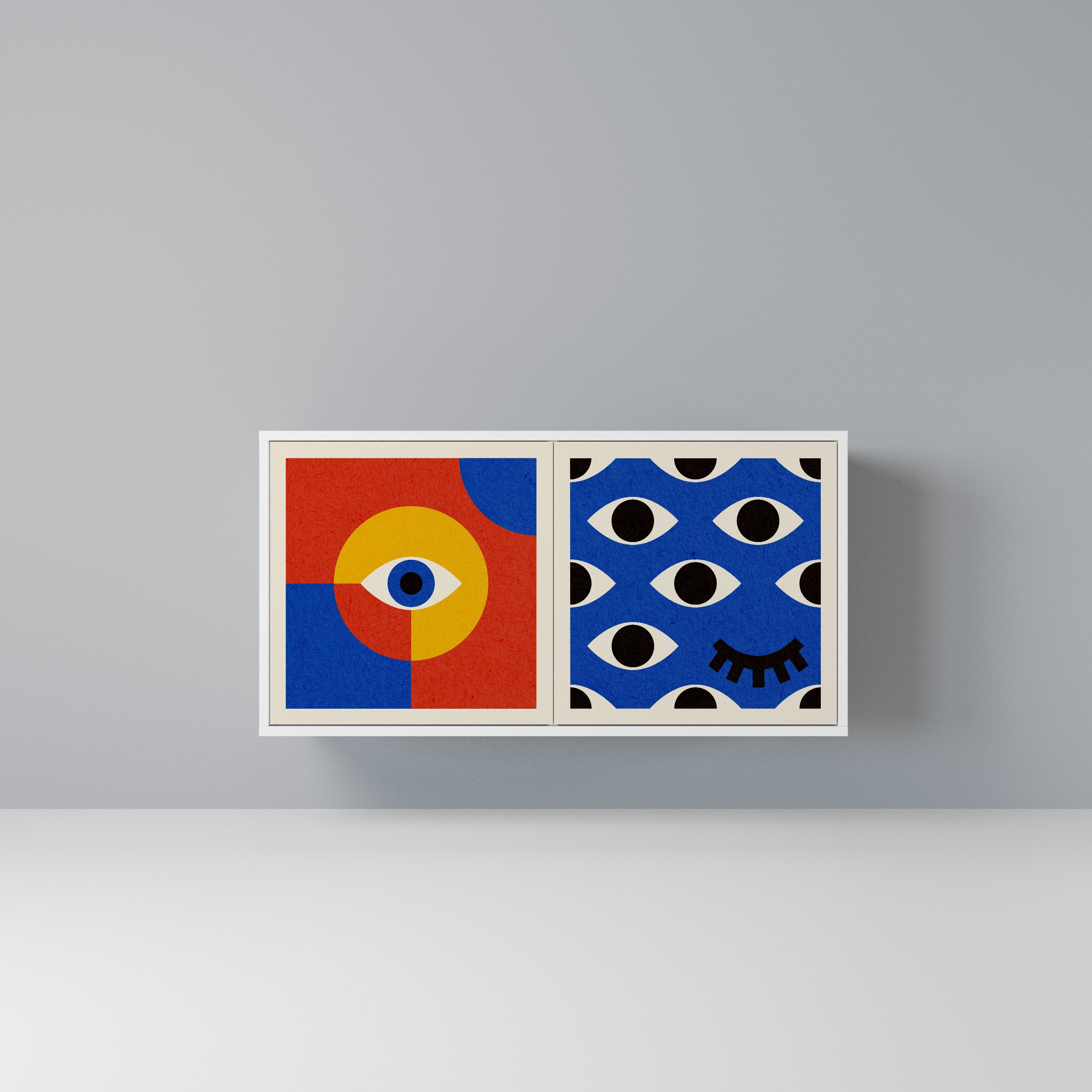 GEOMETRIC EYES Komoda 2-drzwiowa korpus Biały