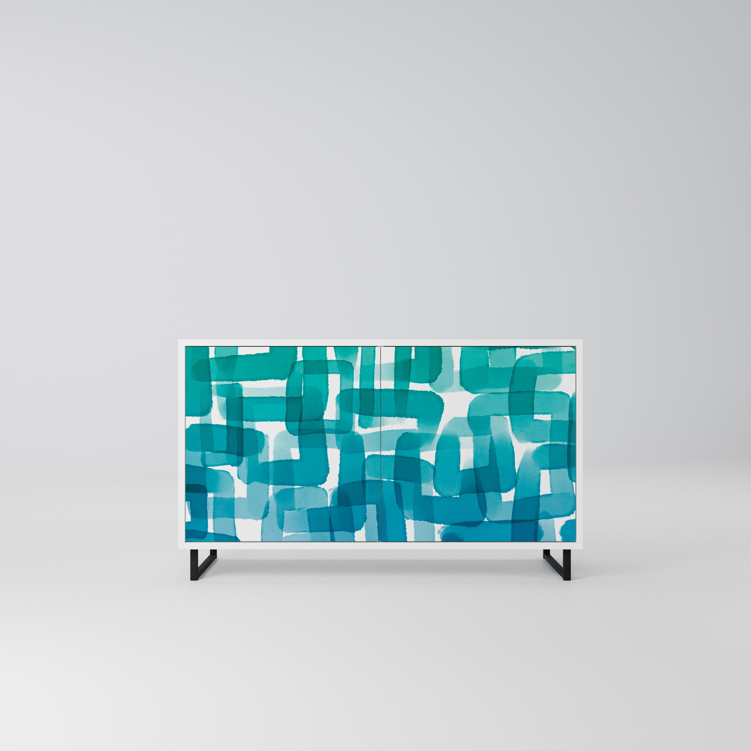 TURQUOISE RECTANGLES Komoda 2-drzwiowa korpus Biały