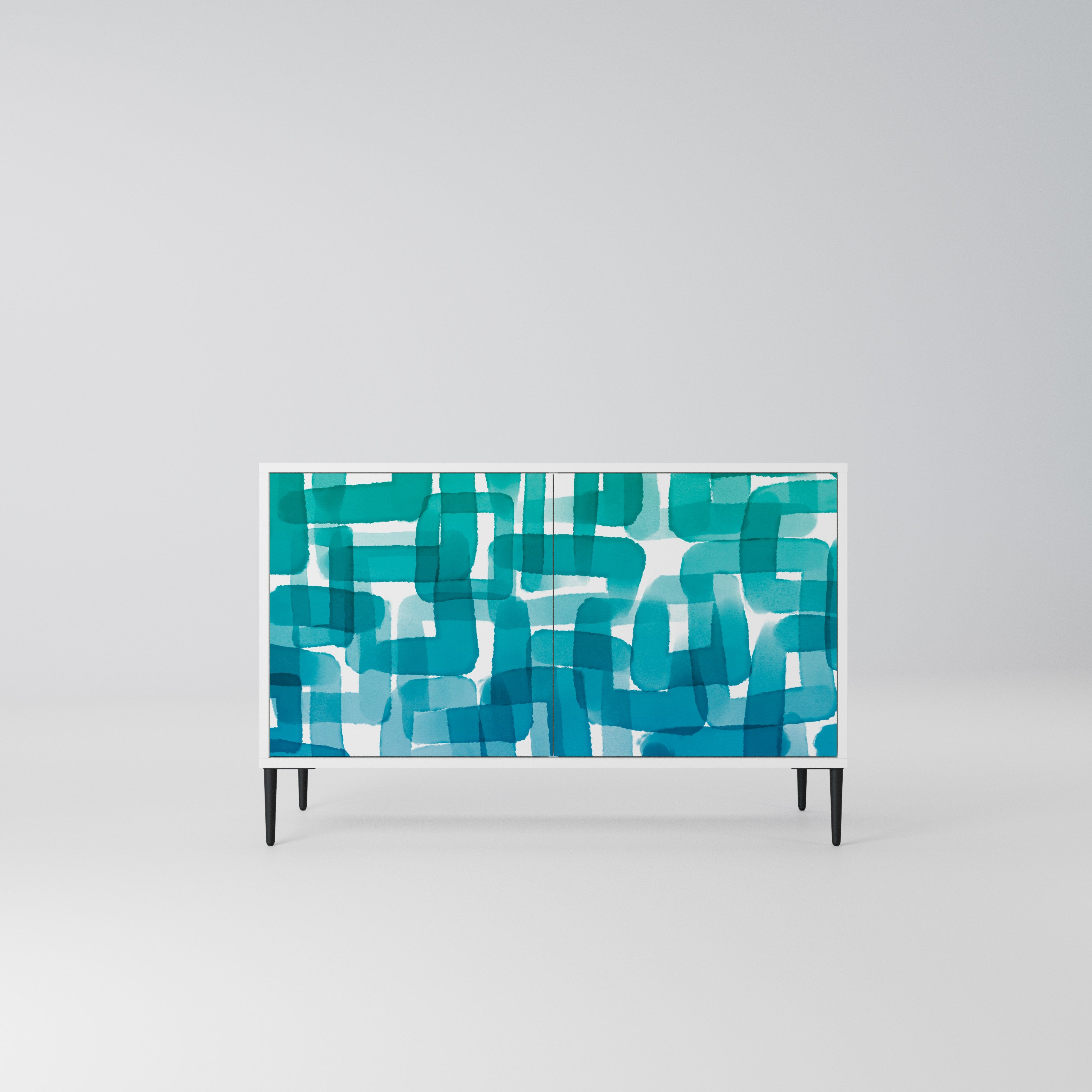 TURQUOISE RECTANGLES Komoda 2-drzwiowa korpus Biały