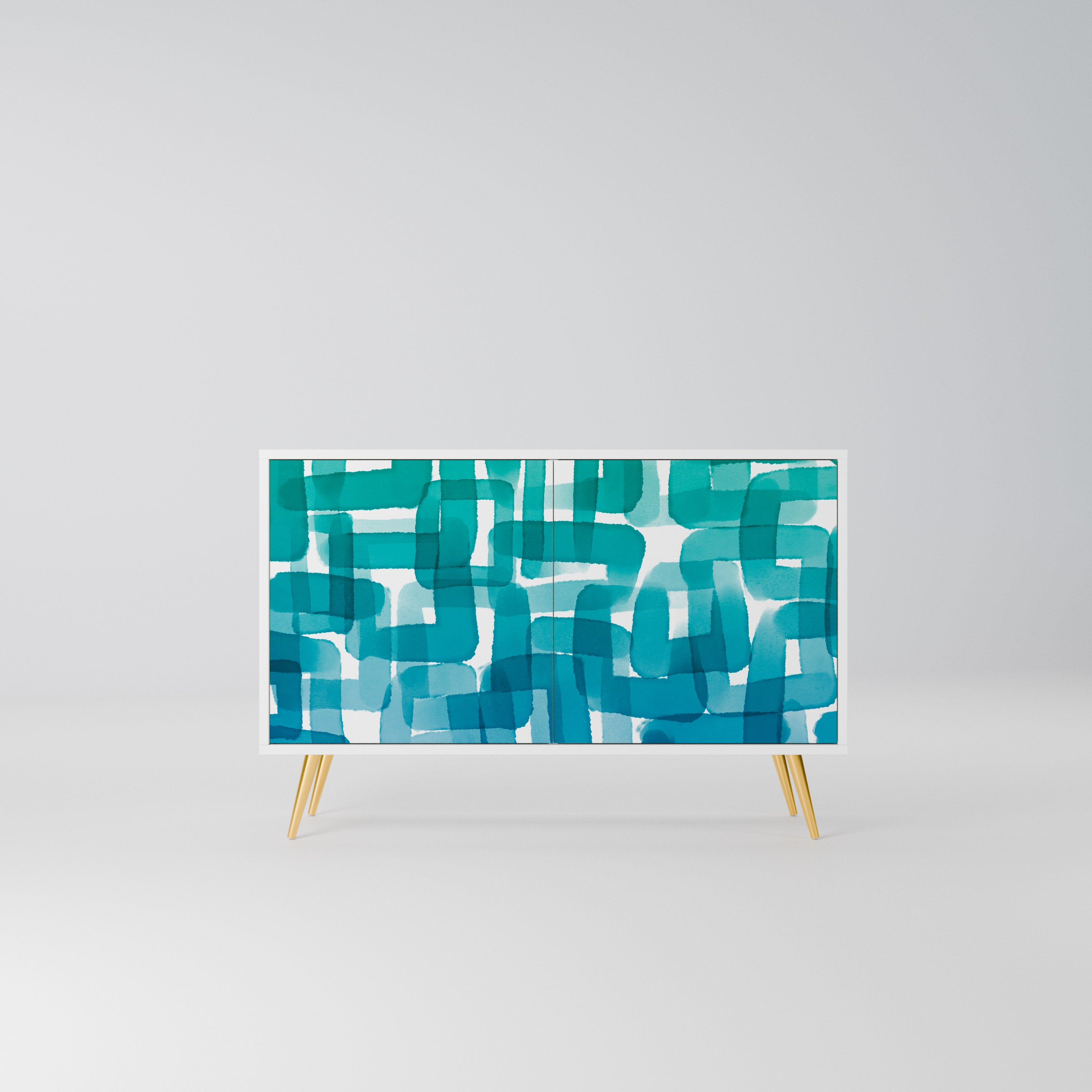 TURQUOISE RECTANGLES Komoda 2-drzwiowa korpus Biały