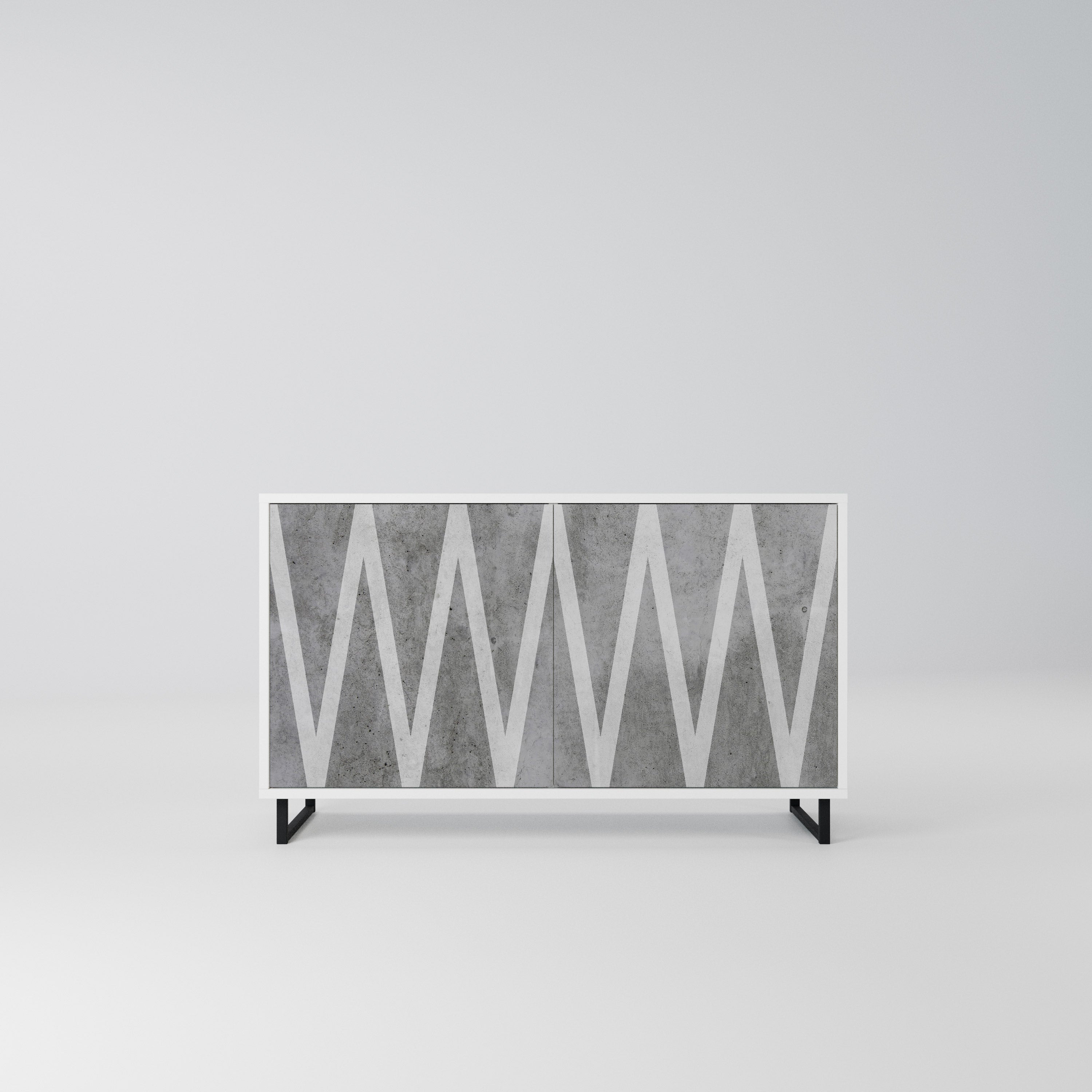 SOLID ZIG ZAG Komoda 2-drzwiowa korpus Biały