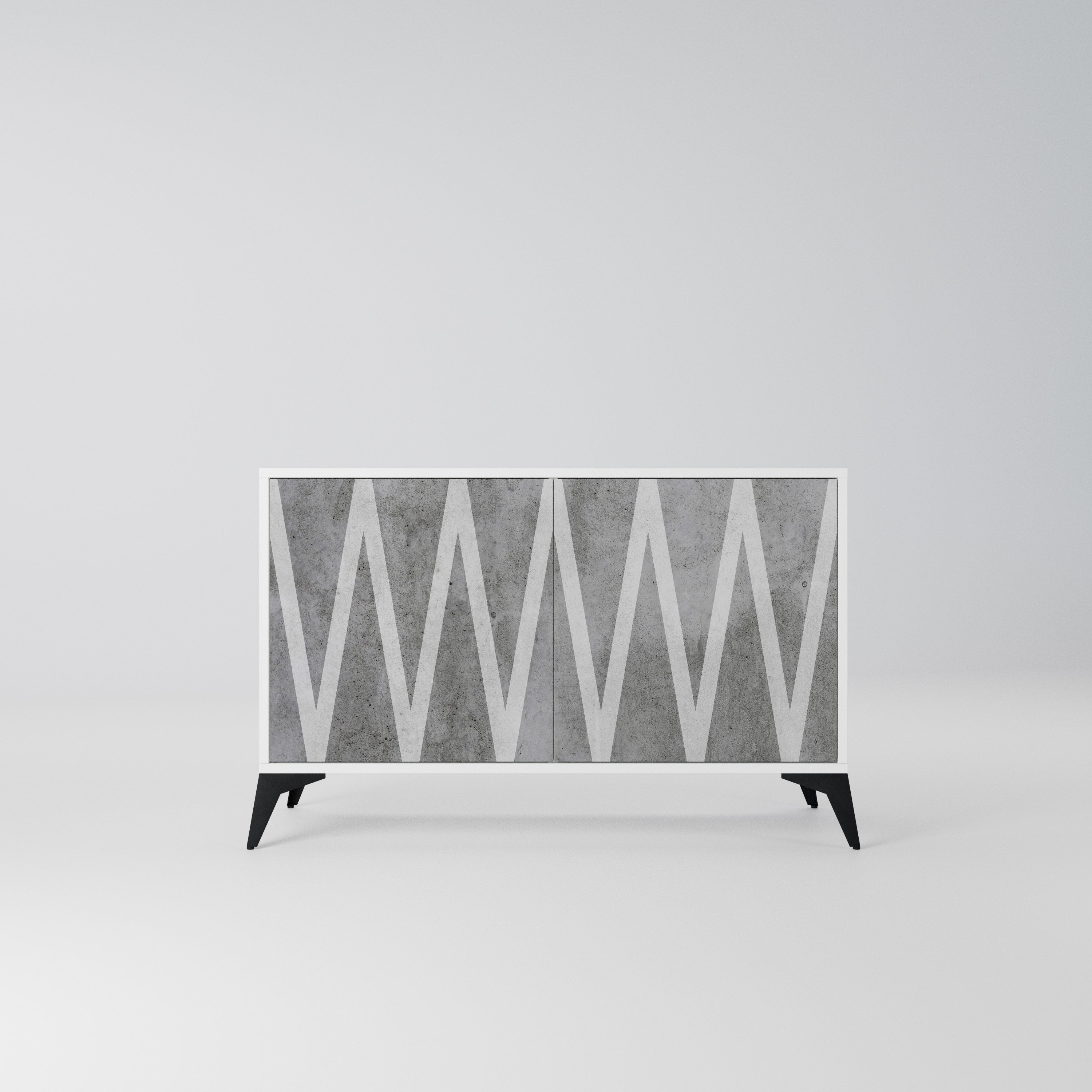 SOLID ZIG ZAG Komoda 2-drzwiowa korpus Biały