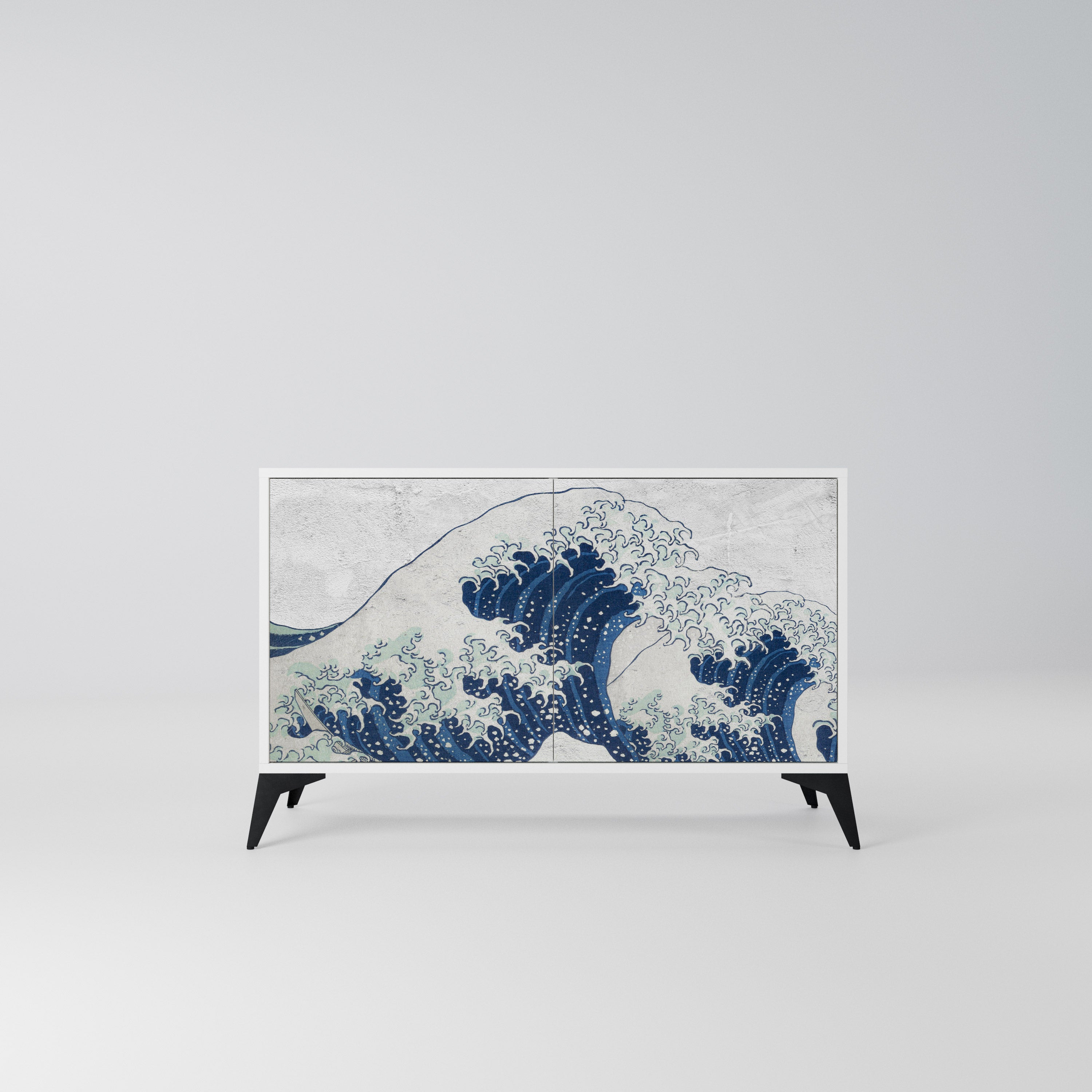 THE GREAT WAVE AT KANAGAWA Komoda 2-drzwiowa korpus Biały