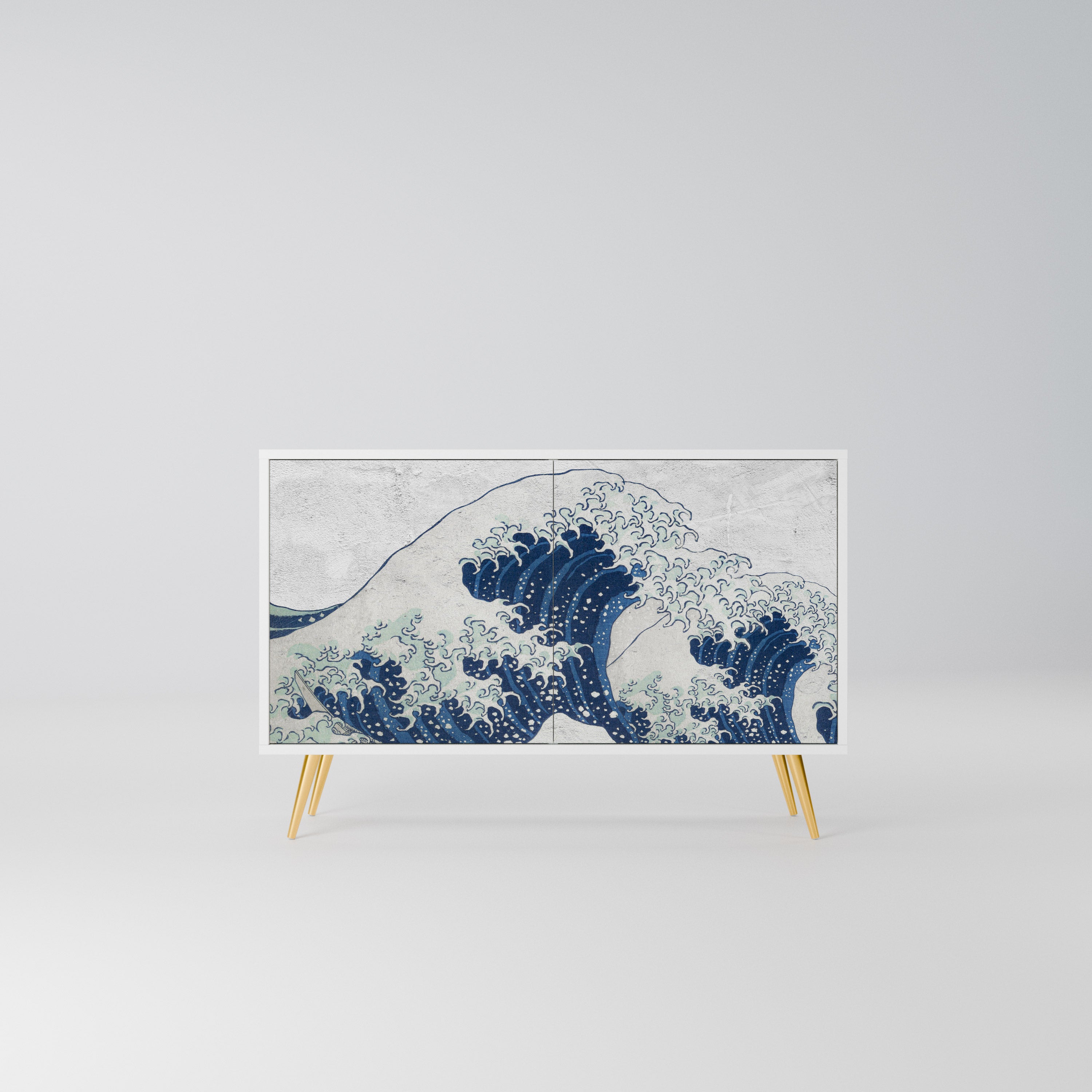 THE GREAT WAVE AT KANAGAWA Komoda 2-drzwiowa korpus Biały
