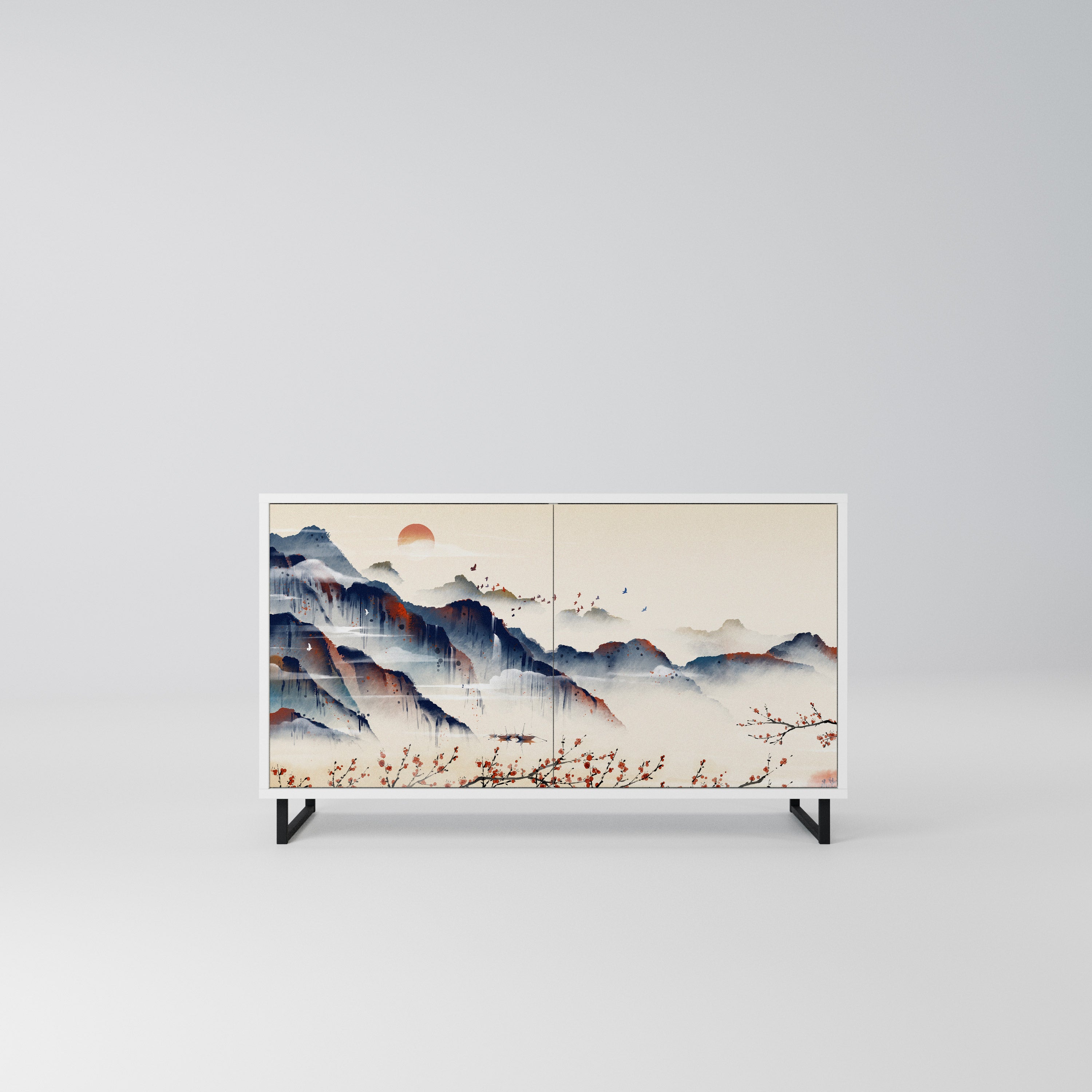 JAPANESE LANDSCAPE Komoda 2-drzwiowa korpus Biały