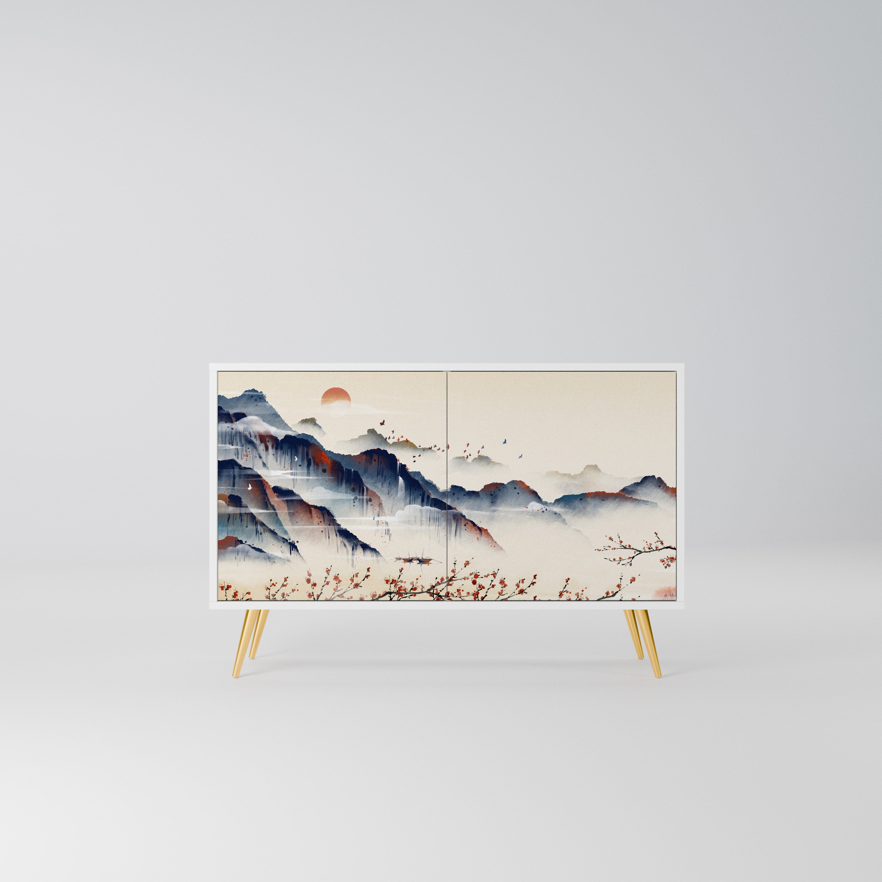 JAPANESE LANDSCAPE Komoda 2-drzwiowa korpus Biały