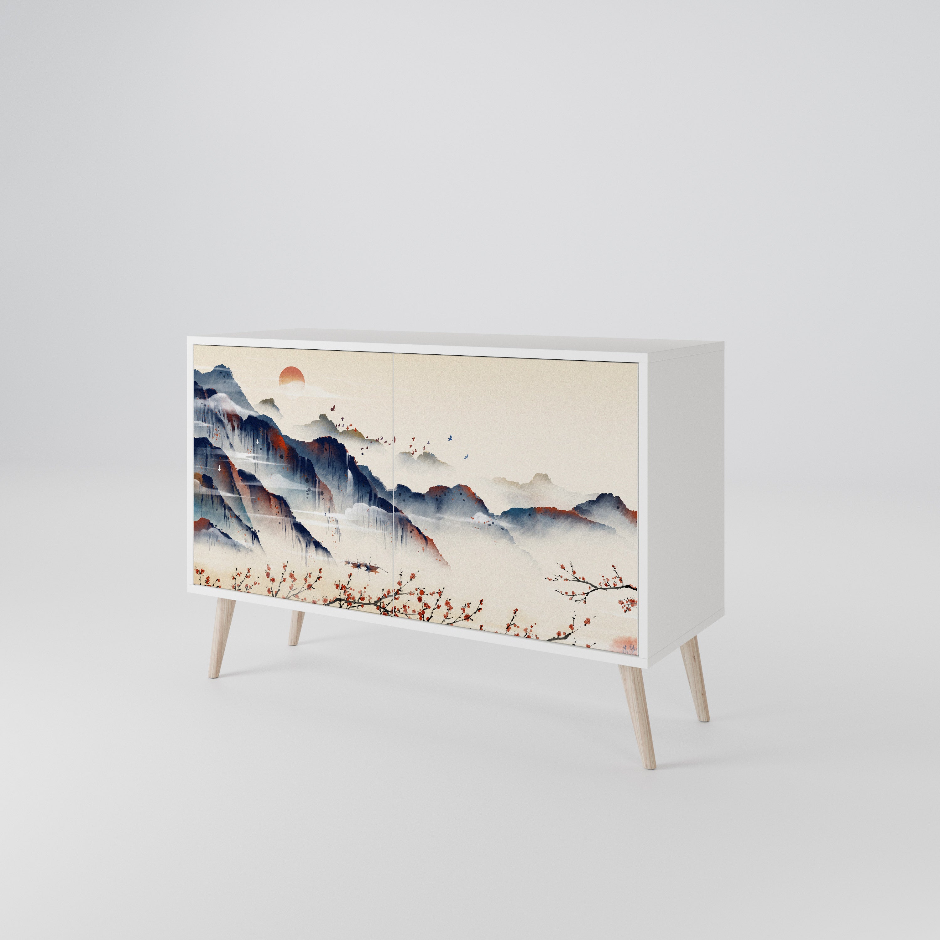 JAPANESE LANDSCAPE Komoda 2-drzwiowa korpus Biały