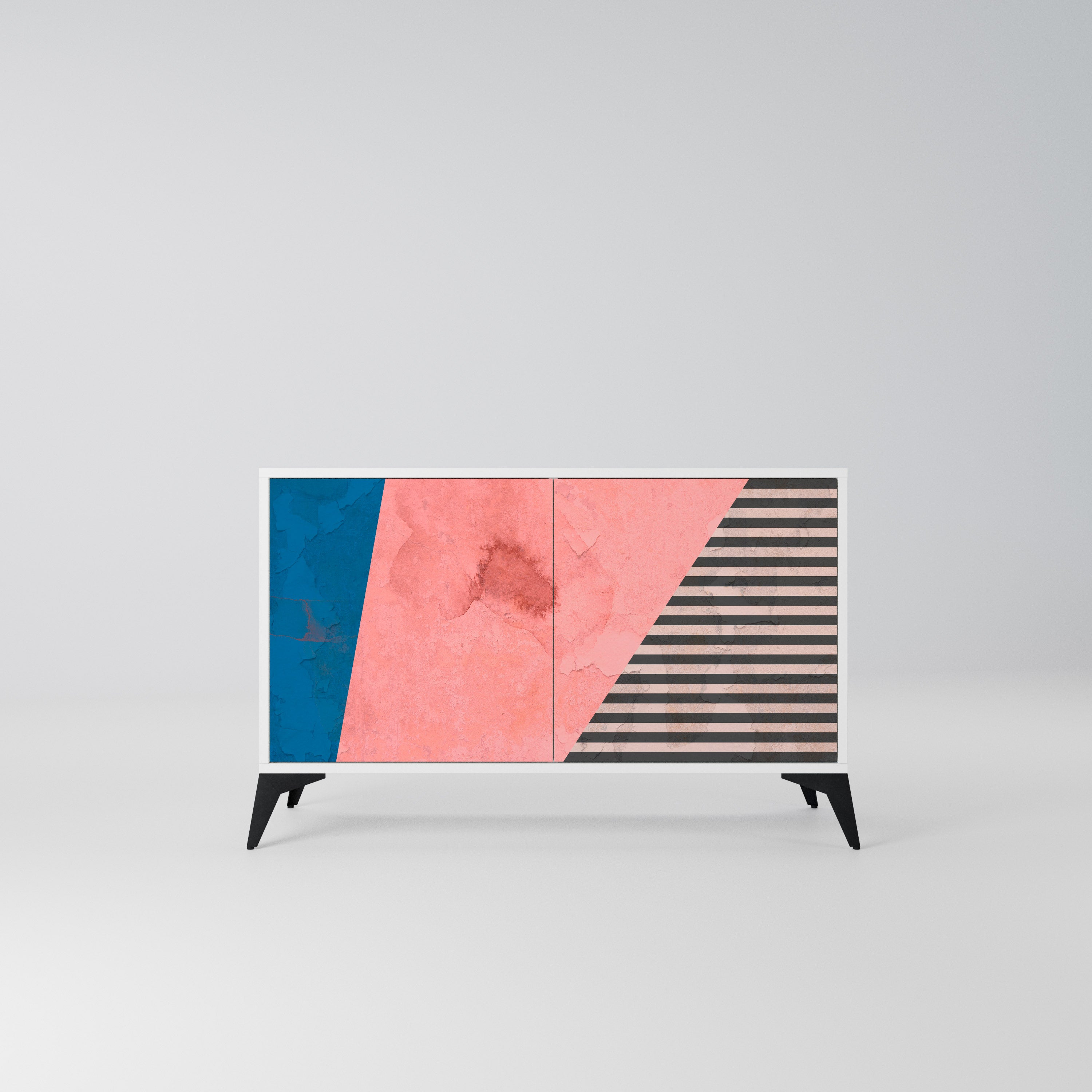 GLAMOROUS STRIPE Komoda 2-drzwiowa korpus Biały
