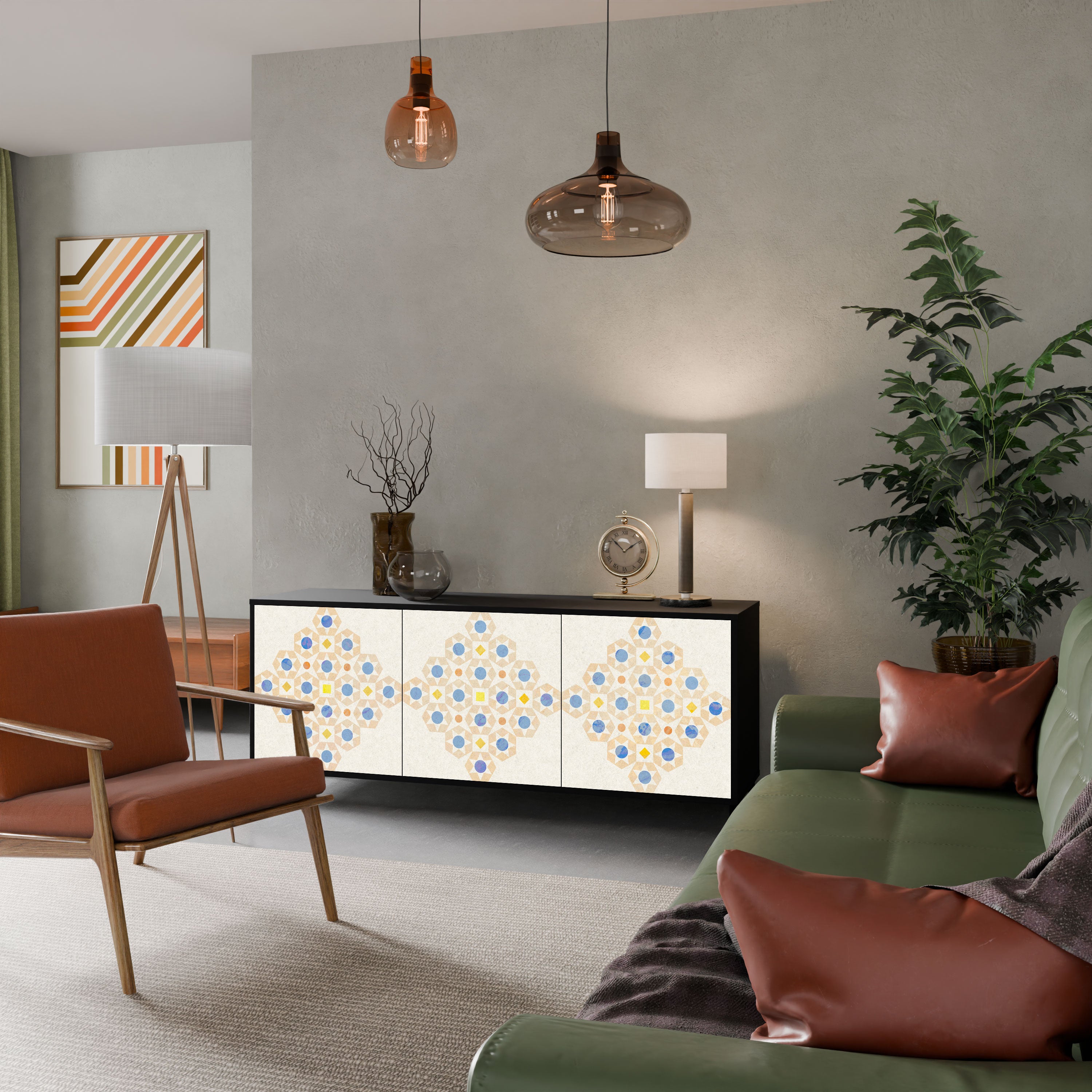 PATTERNED PRISM Komoda 3-drzwiowa korpus Czarny