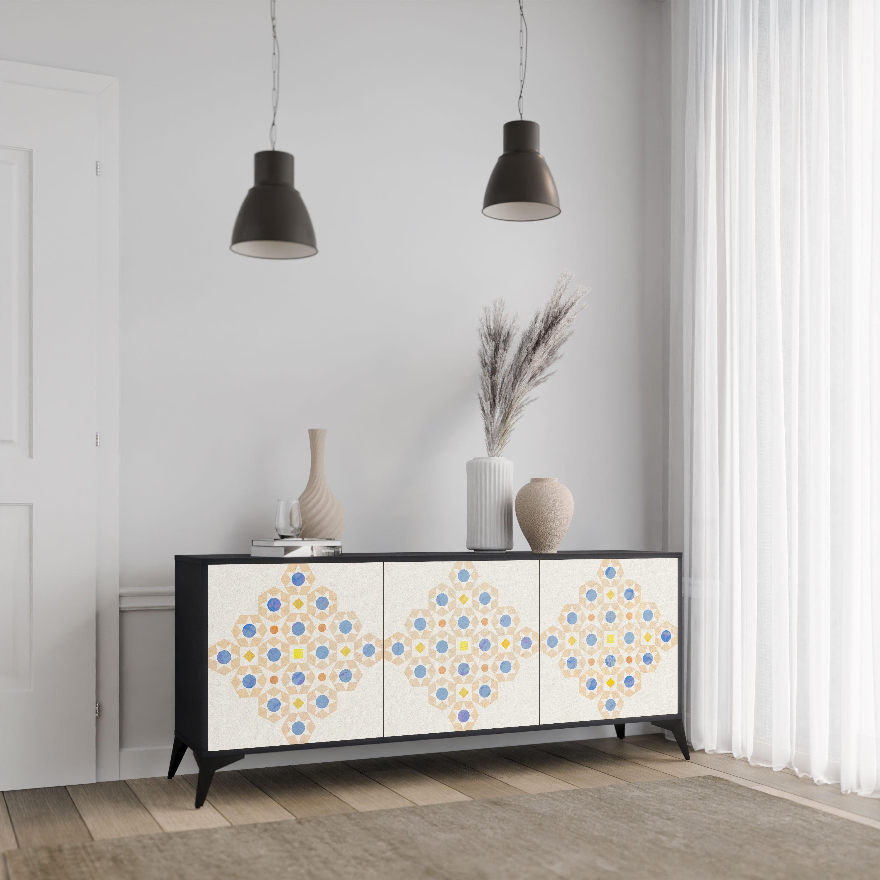 PATTERNED PRISM Komoda 3-drzwiowa korpus Czarny