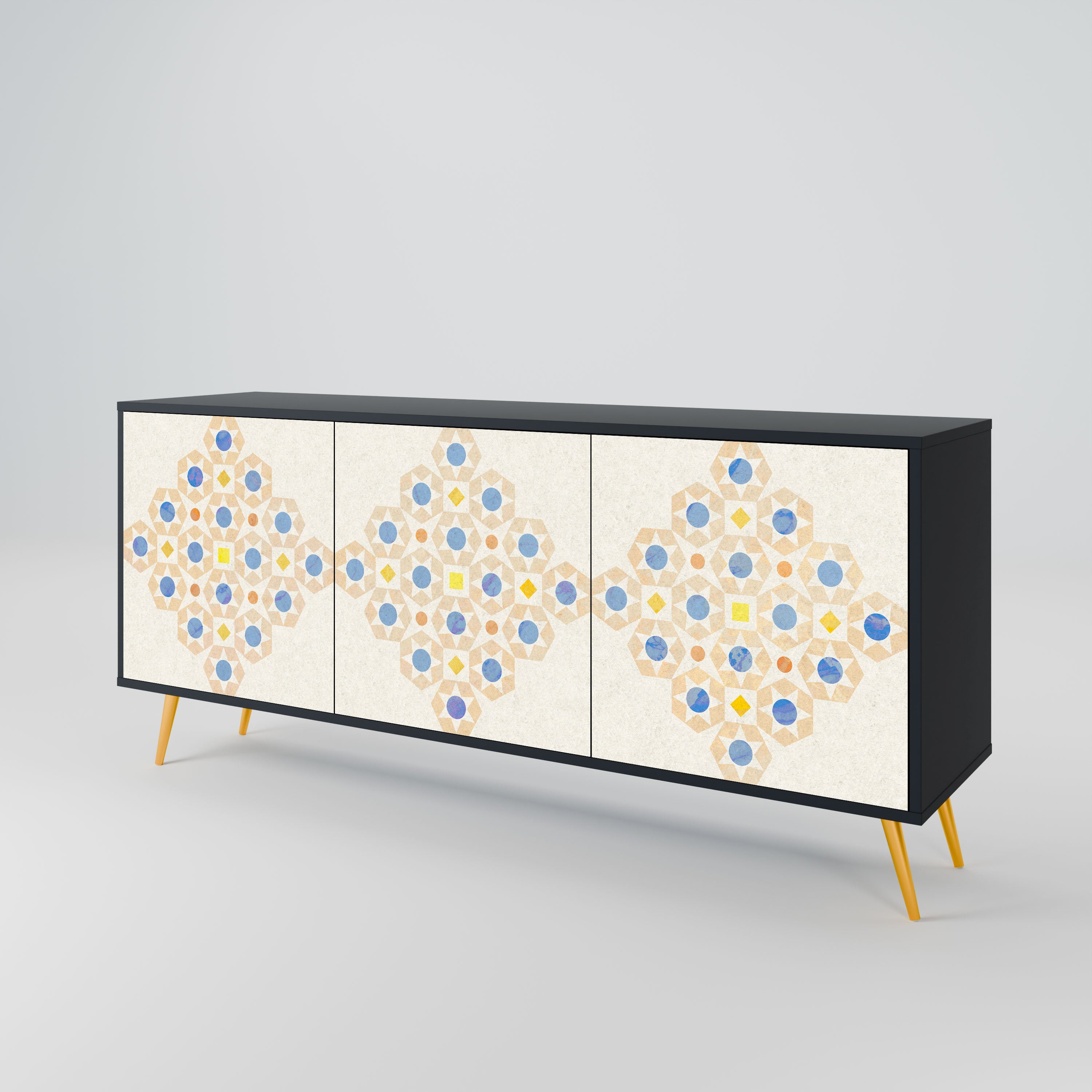 PATTERNED PRISM Komoda 3-drzwiowa korpus Czarny