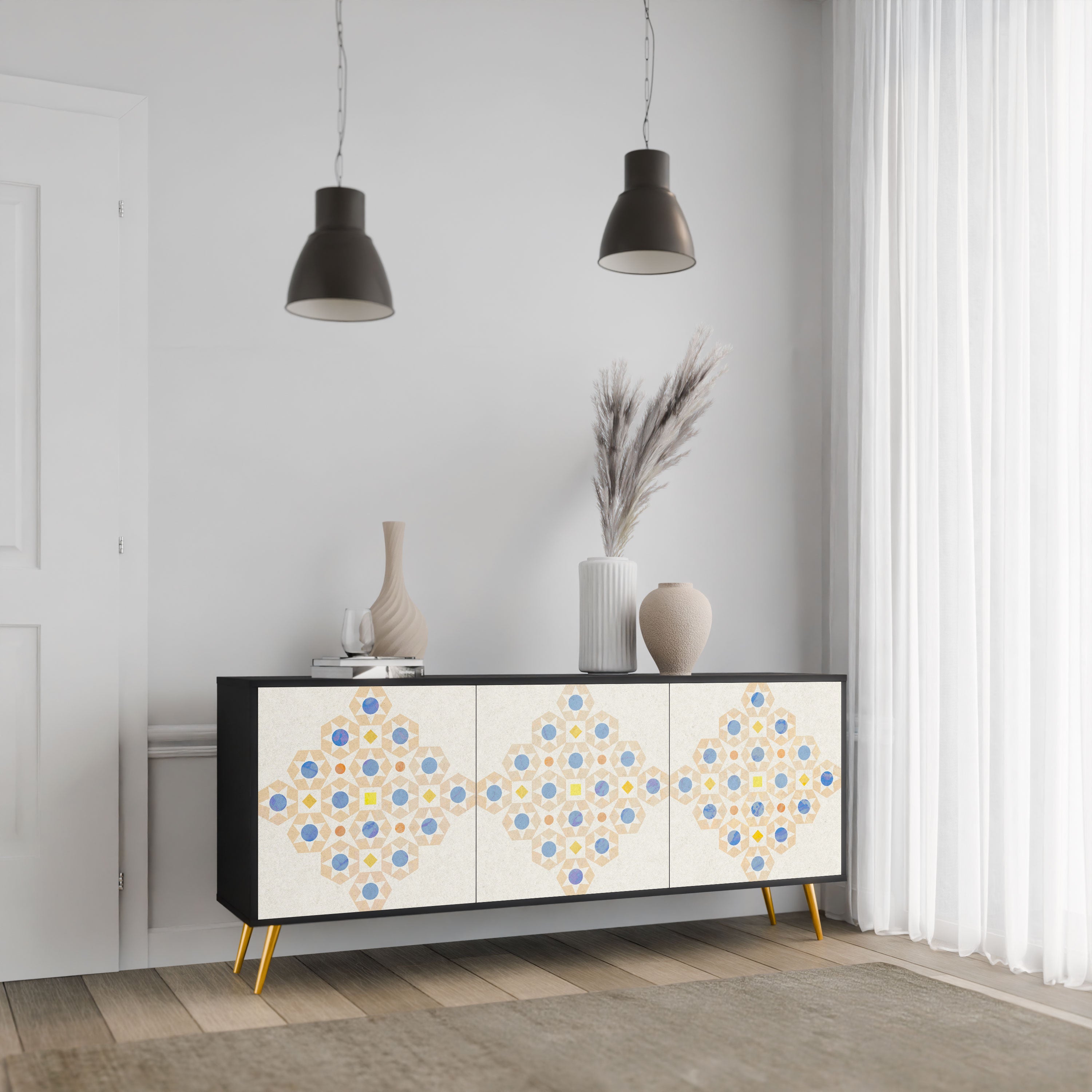 PATTERNED PRISM Komoda 3-drzwiowa korpus Czarny
