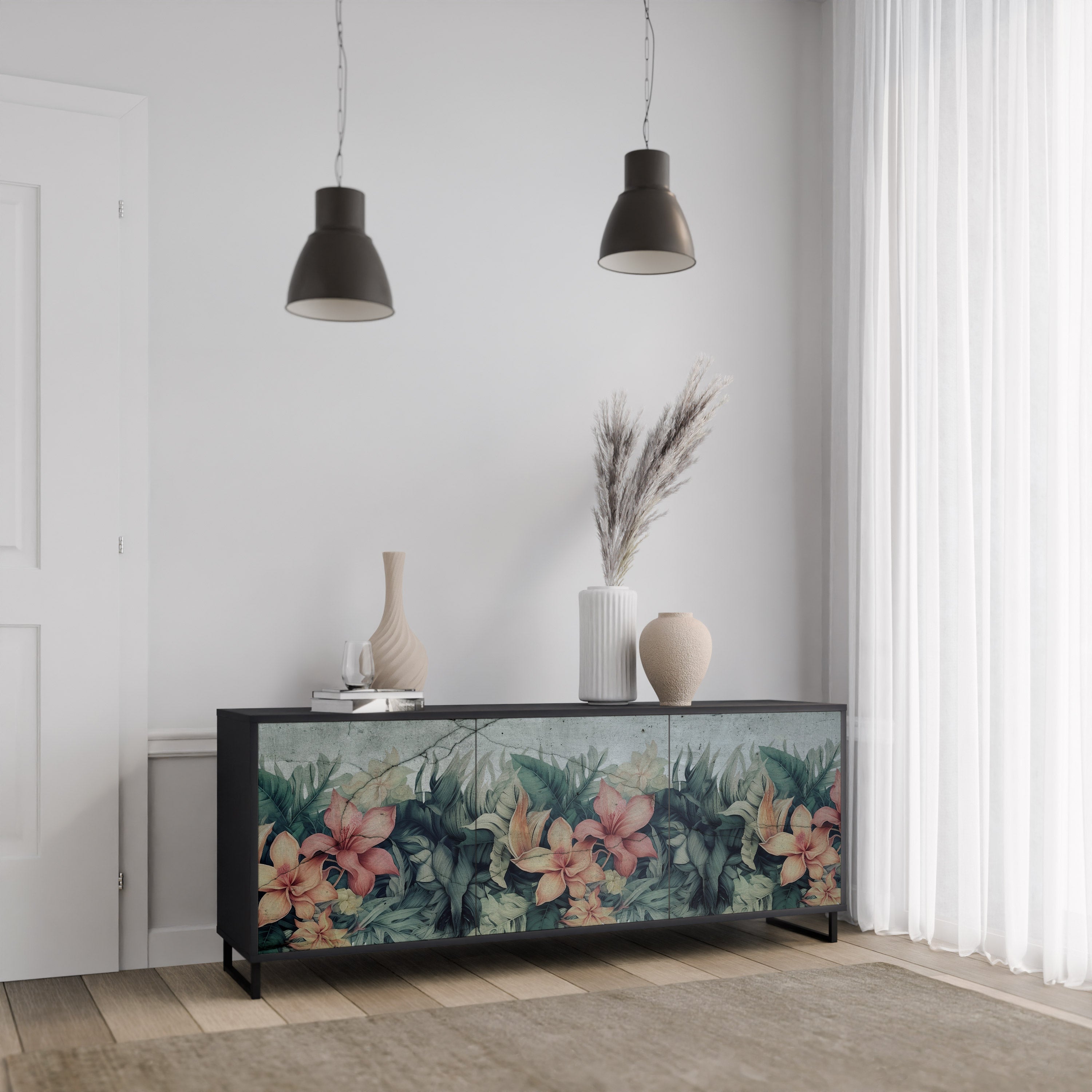 HEAVENLY BLOOM Komoda 3-drzwiowa korpus Czarny