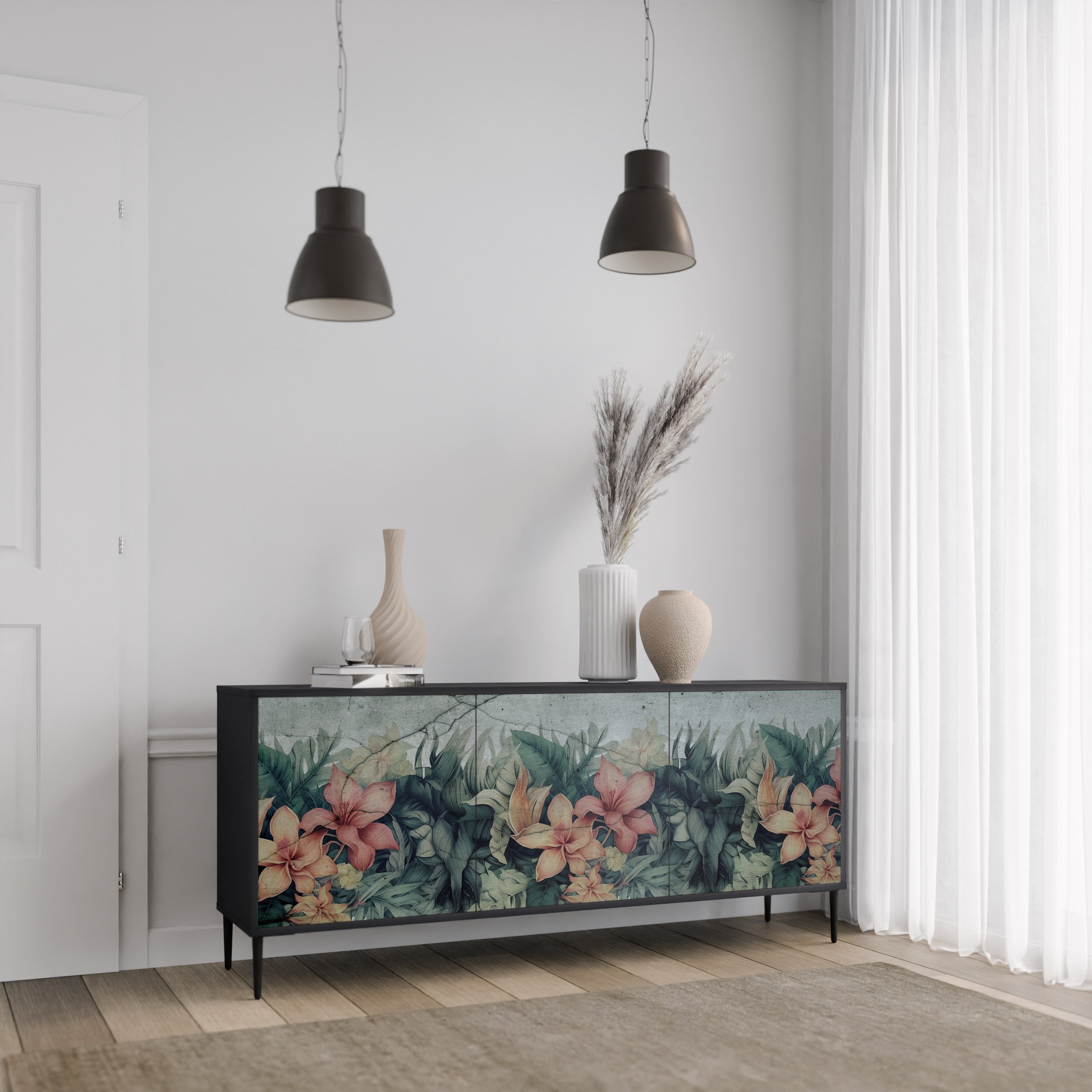 HEAVENLY BLOOM Komoda 3-drzwiowa korpus Czarny