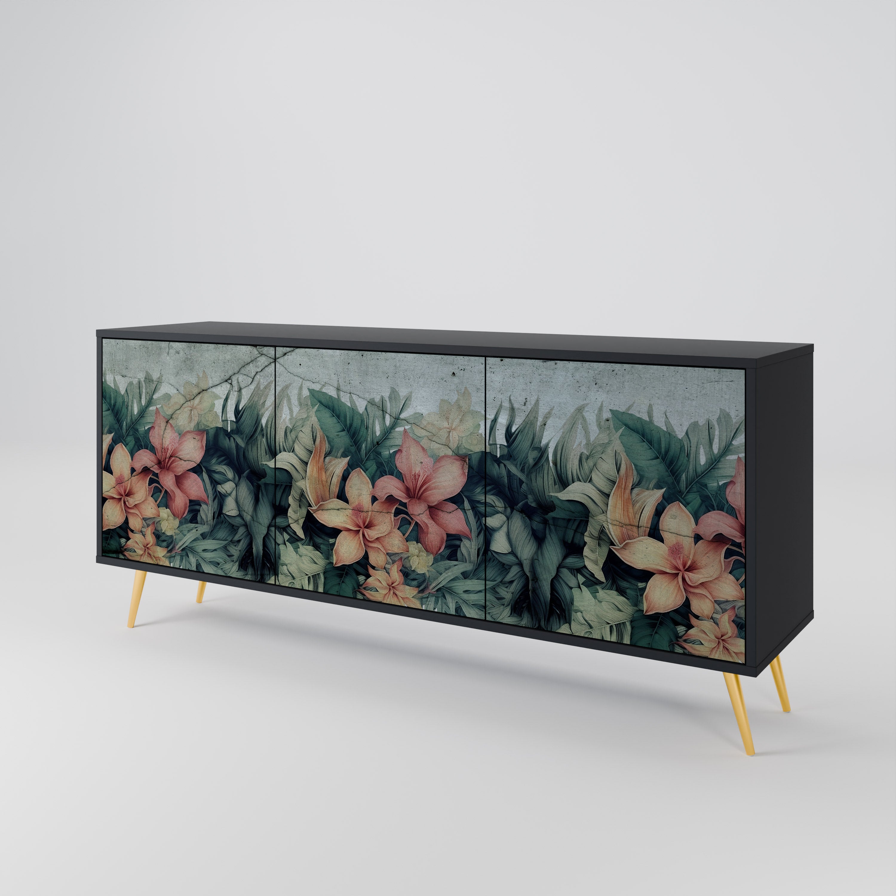 HEAVENLY BLOOM Komoda 3-drzwiowa korpus Czarny