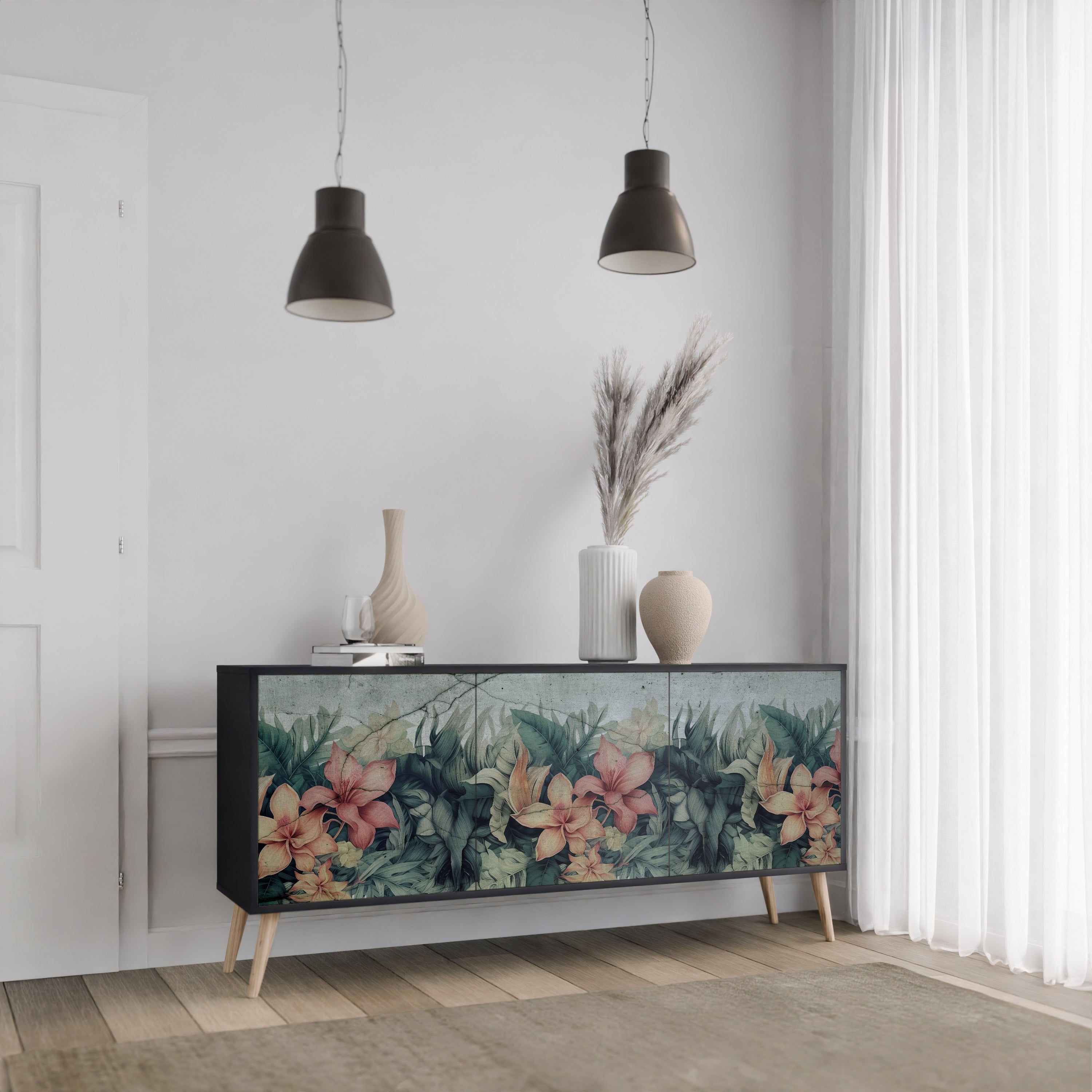 HEAVENLY BLOOM Komoda 3-drzwiowa korpus Czarny