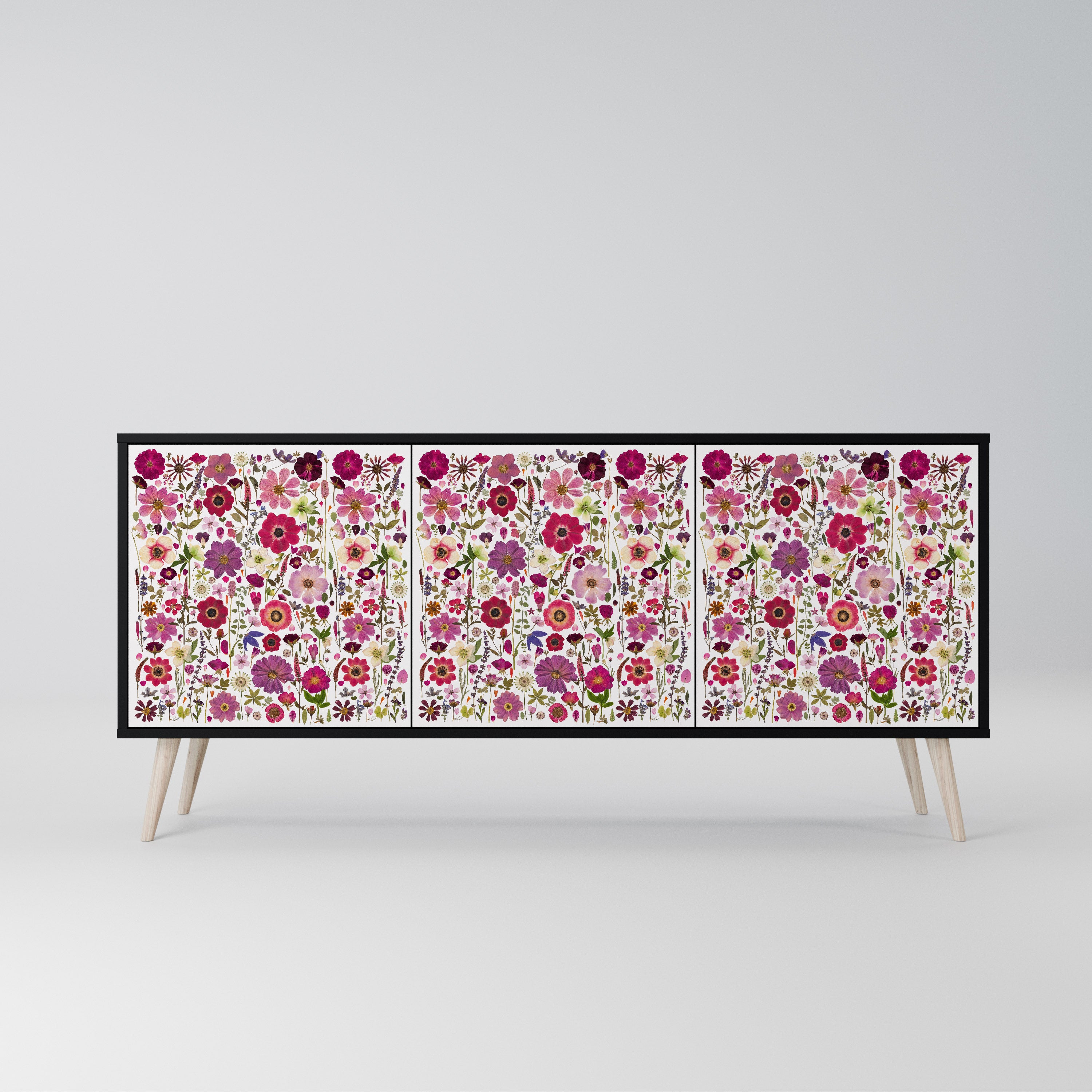 PETAL GARDEN Komoda 3-drzwiowa korpus Czarny