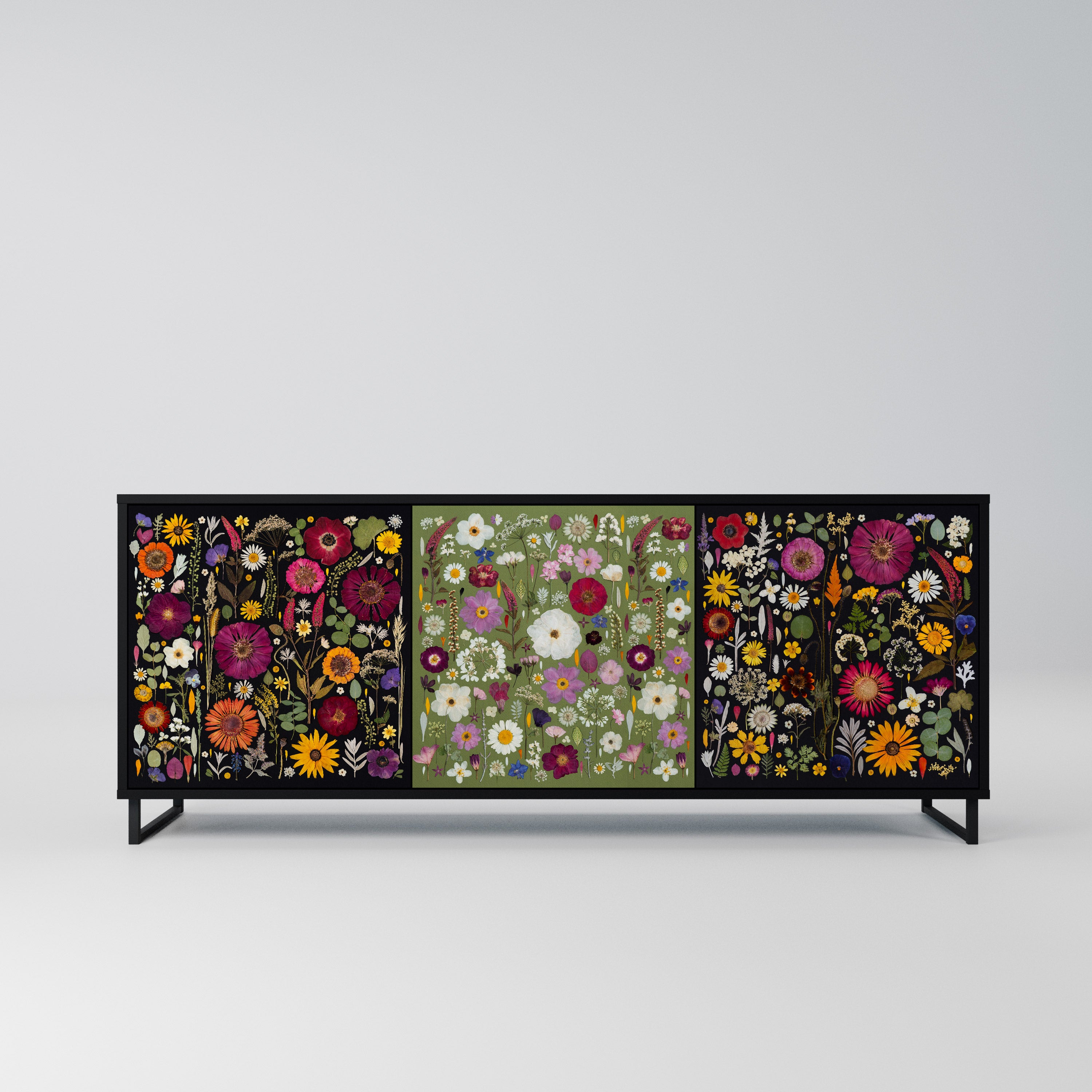 VERDANT GARDEN Komoda 3-drzwiowa korpus Czarny